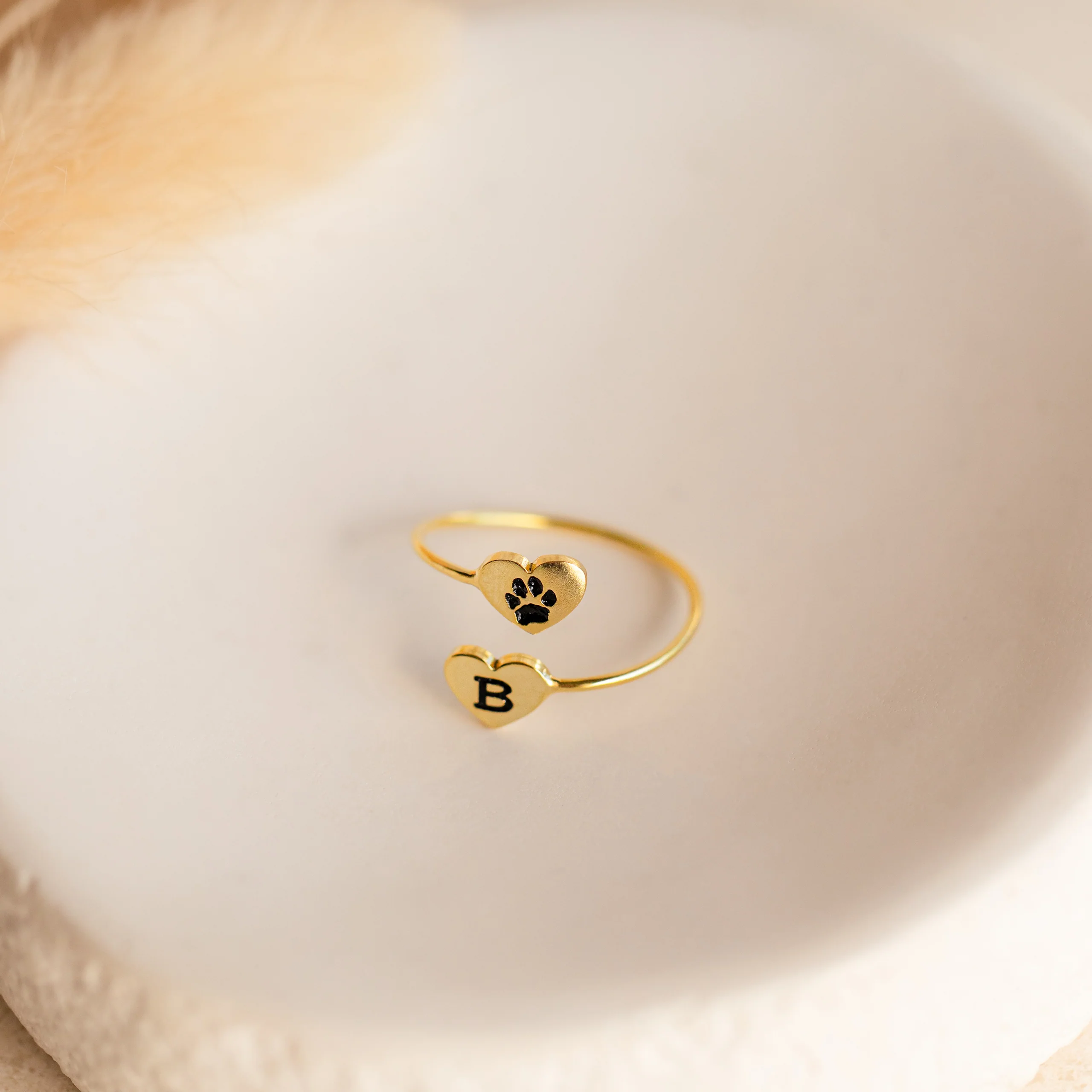 Paw Print Duo Heart Ring - Image 3