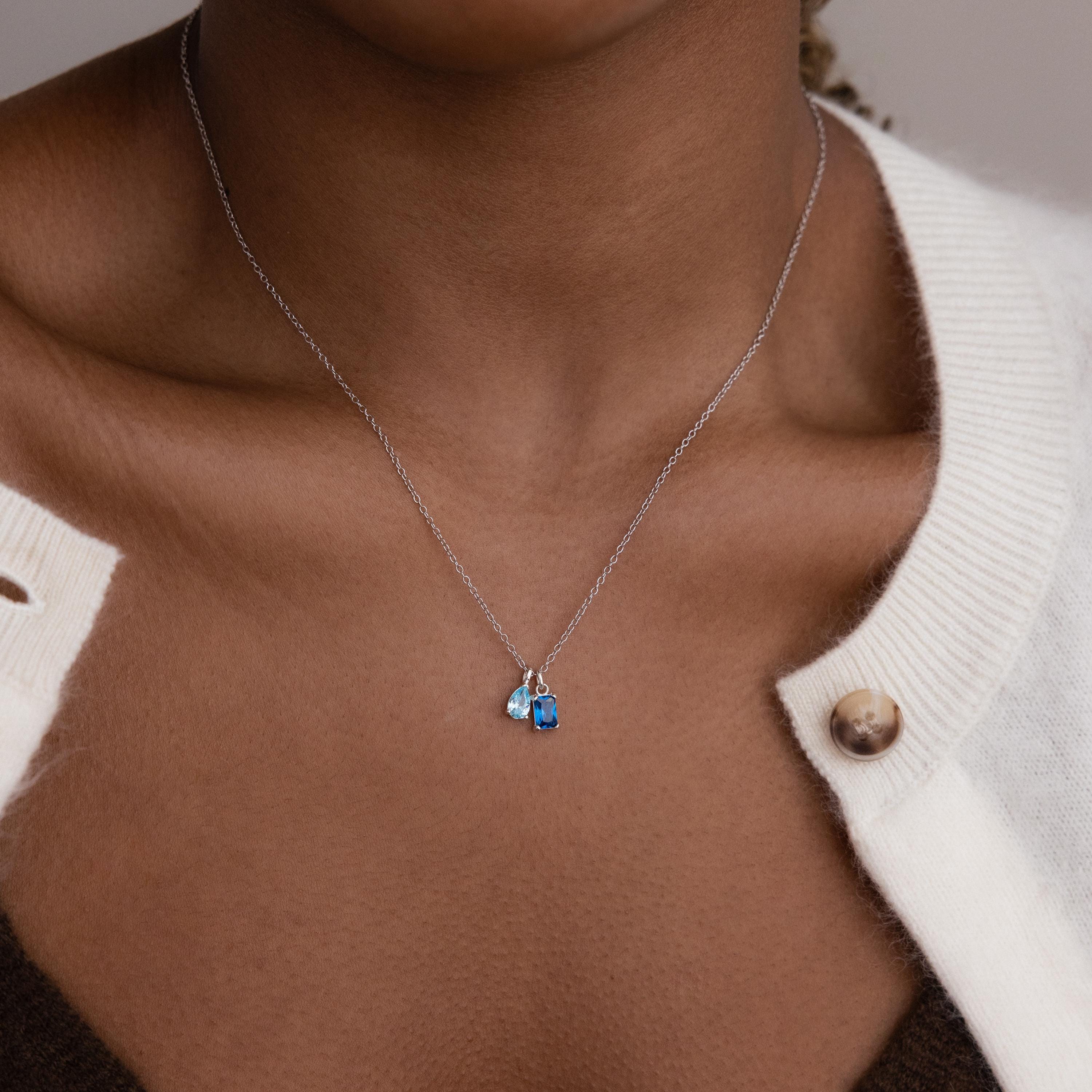 Pear & Baguette Birthstone Charm Set in Silver - Image 2