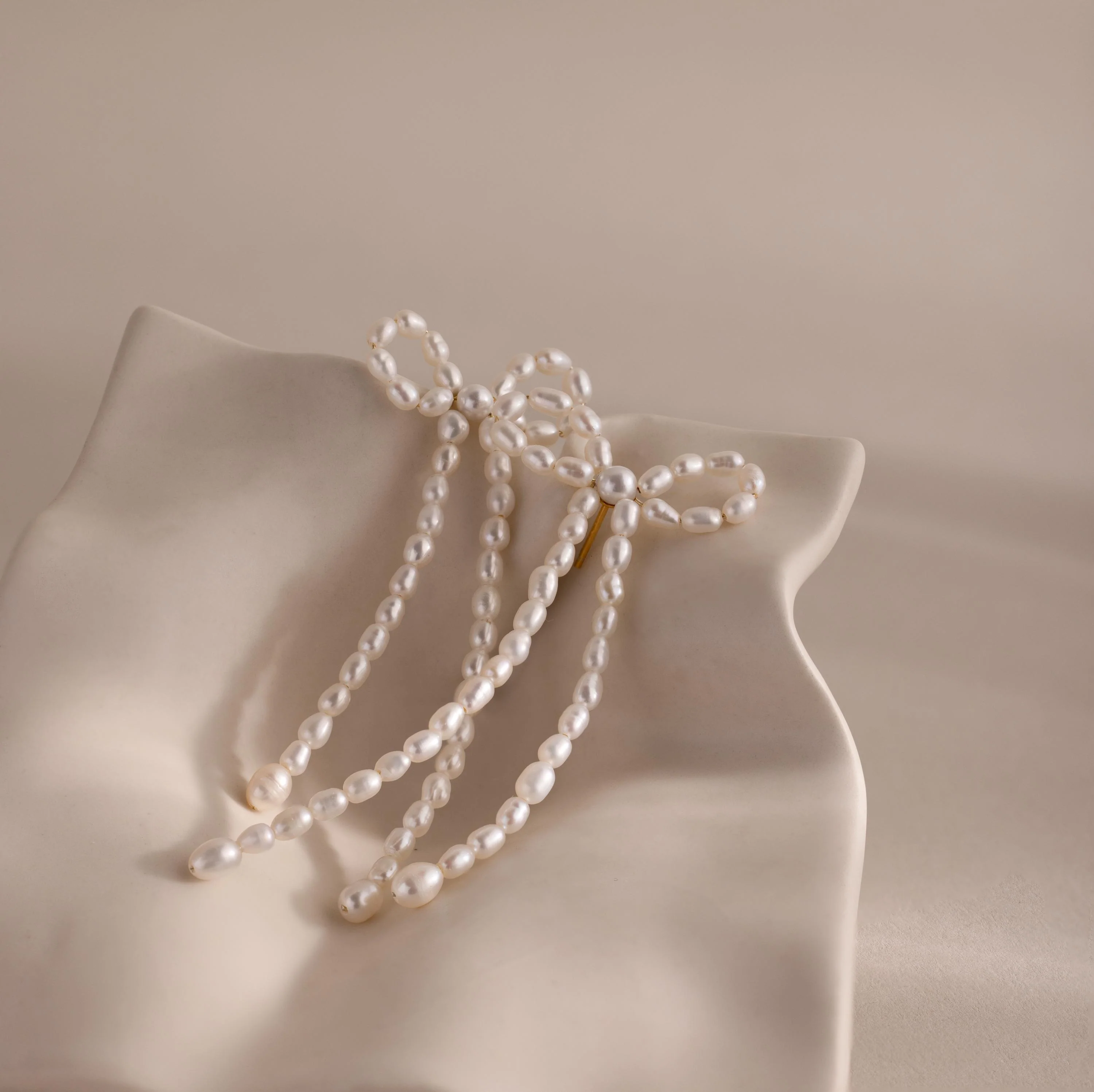 Pearl Bow Earrings - Image 4