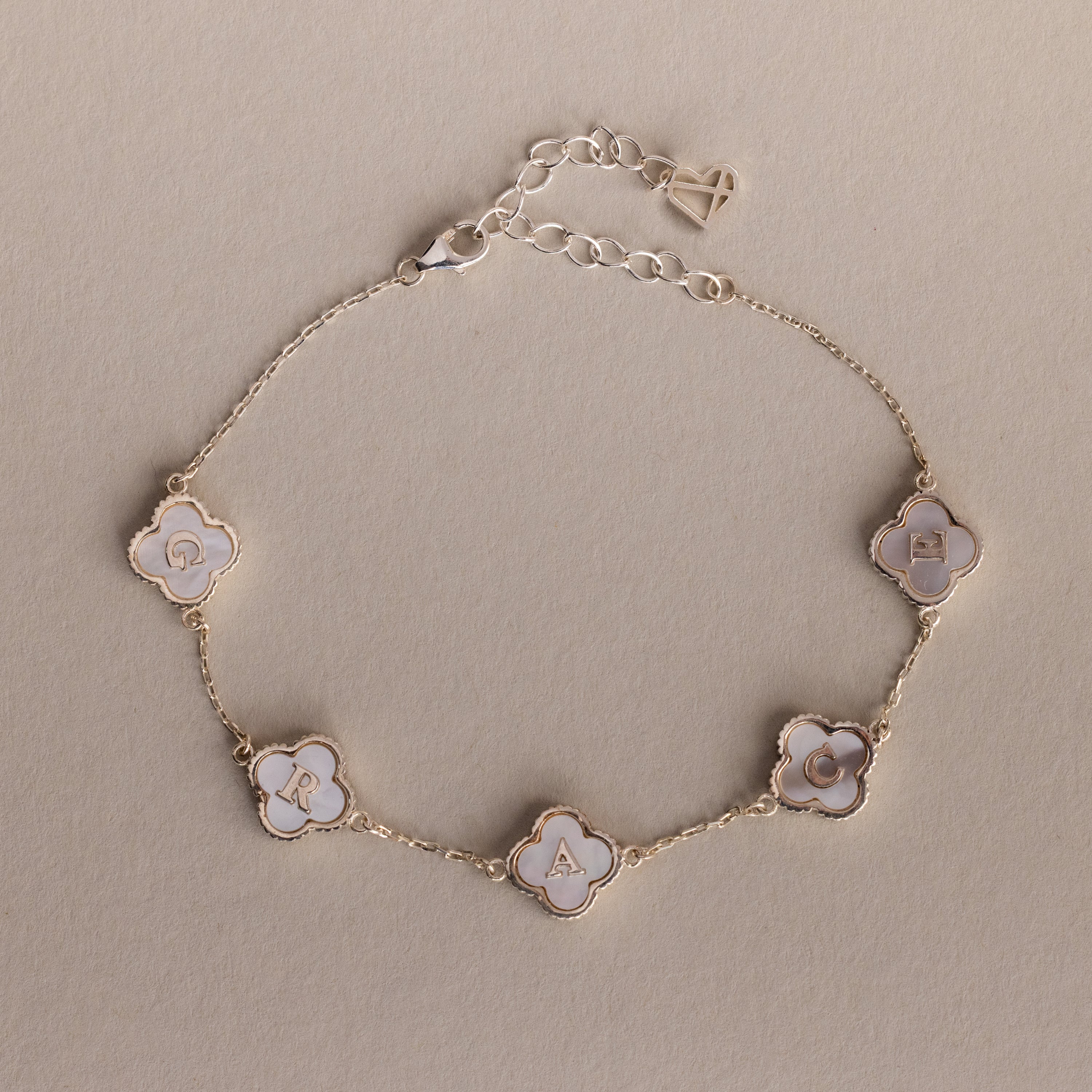 Pearl Clover Letter Bracelet - Image 3