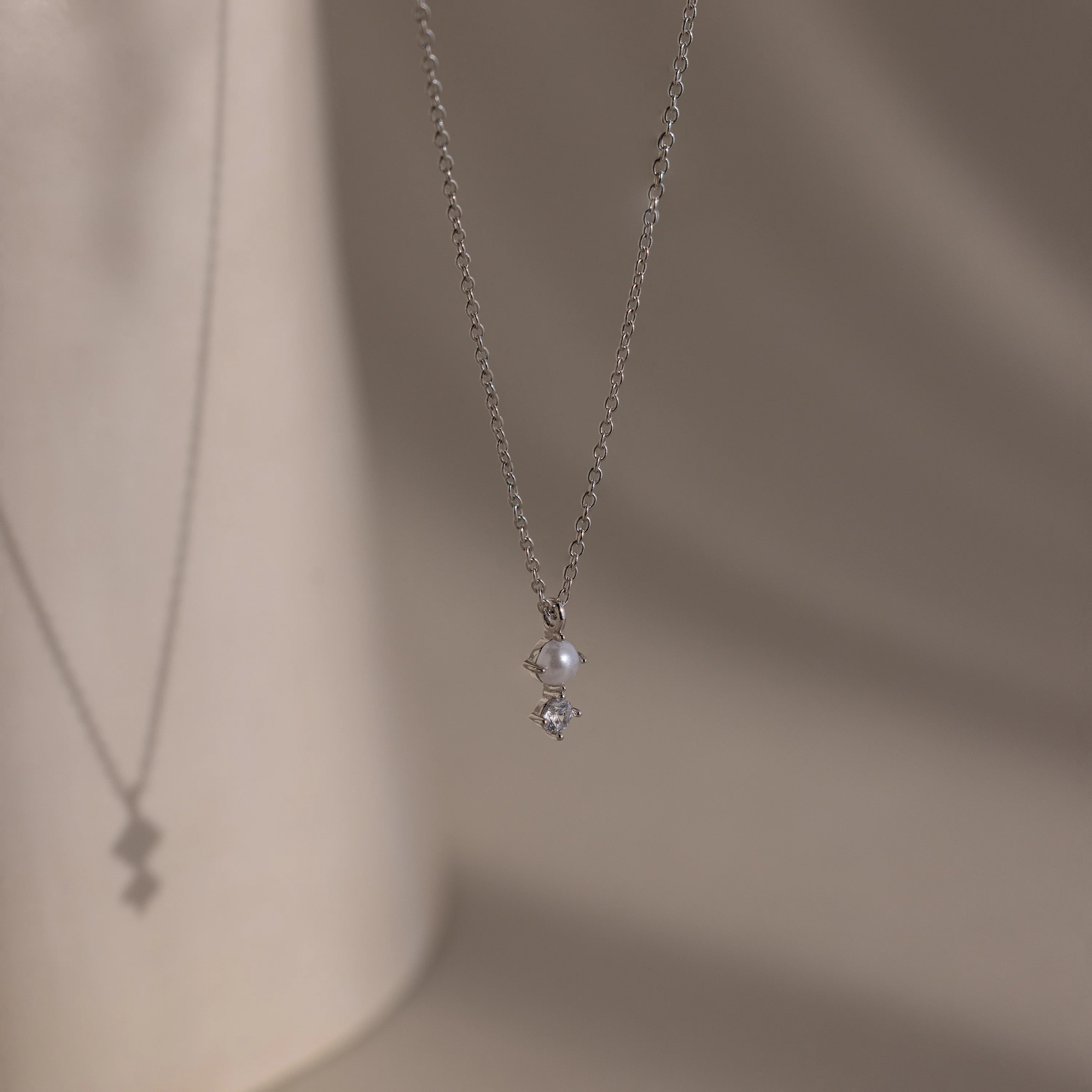 Pearl Diamond Drop Necklace - Image 5