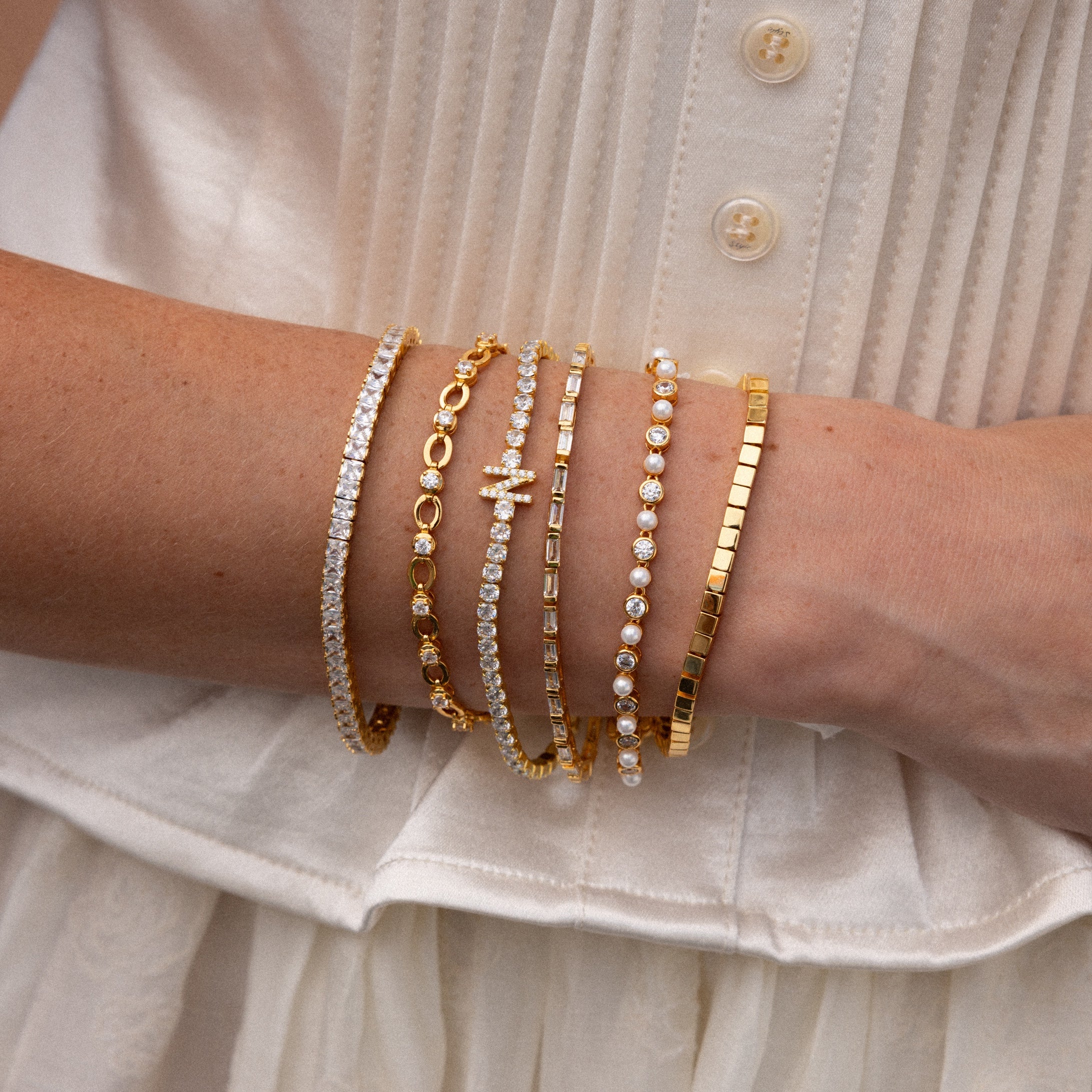 Pearl & Diamond Tennis Bracelet - Image 4