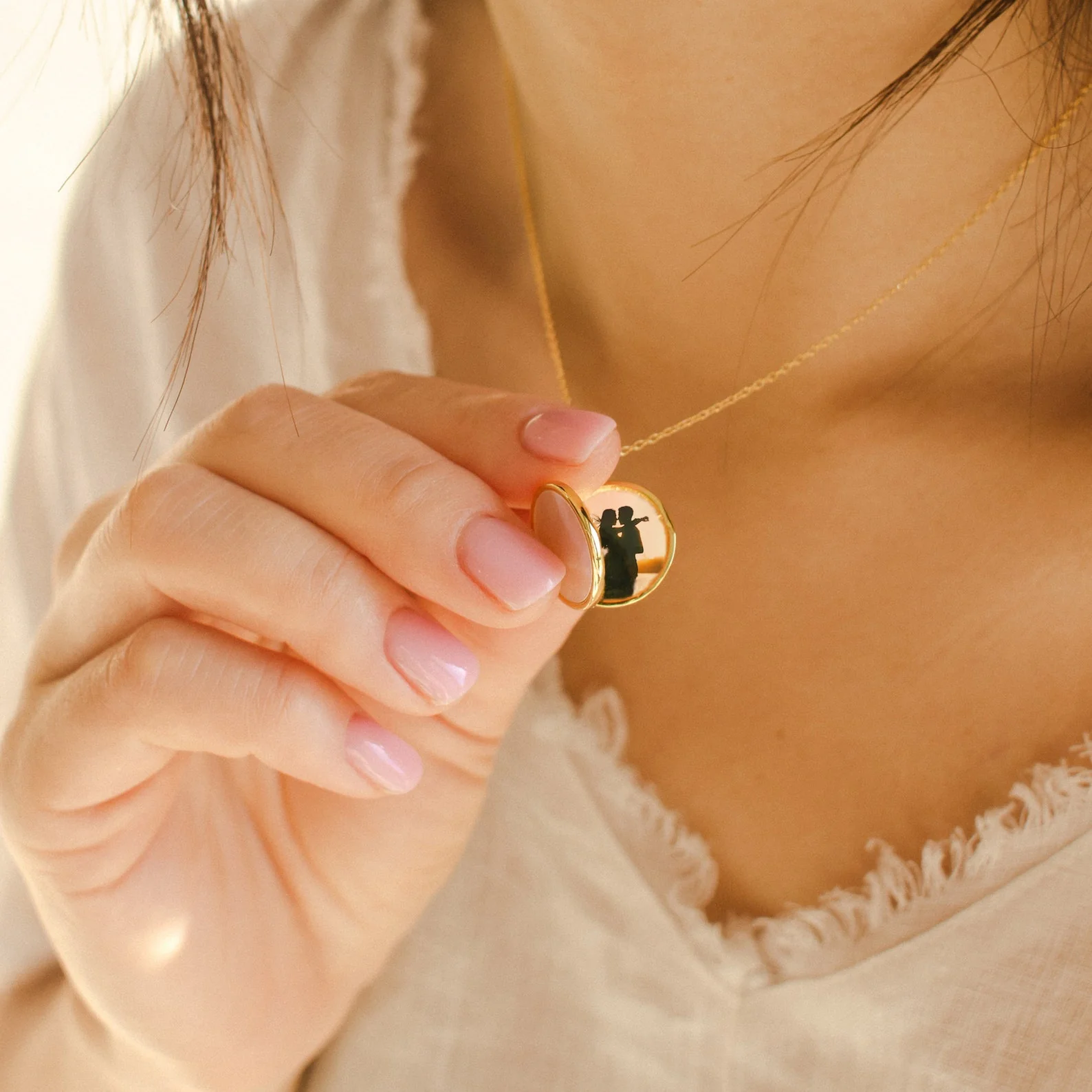 Pearl Disc Locket Necklace - Image 4