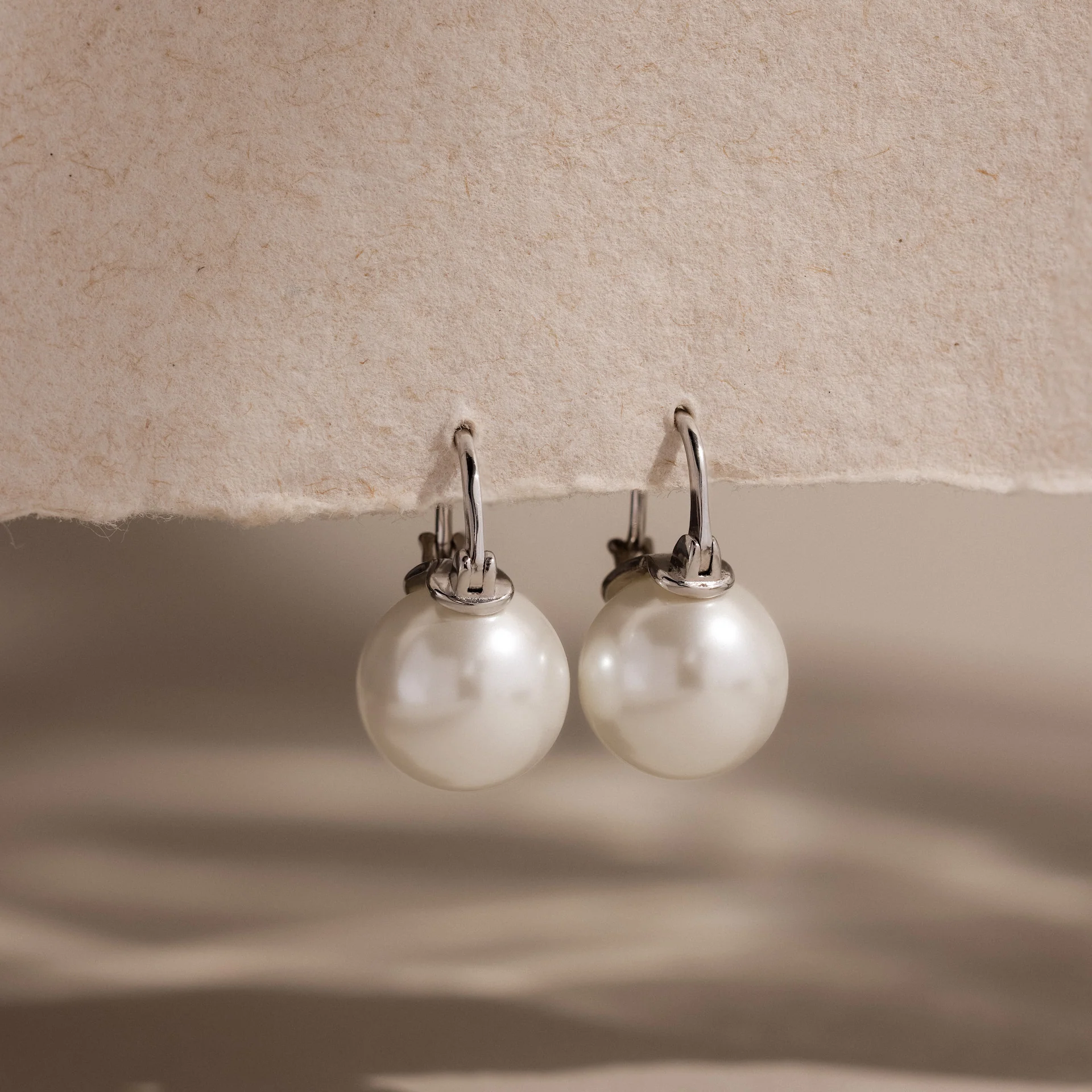 Pearl Dome Drop Earrings in Silver