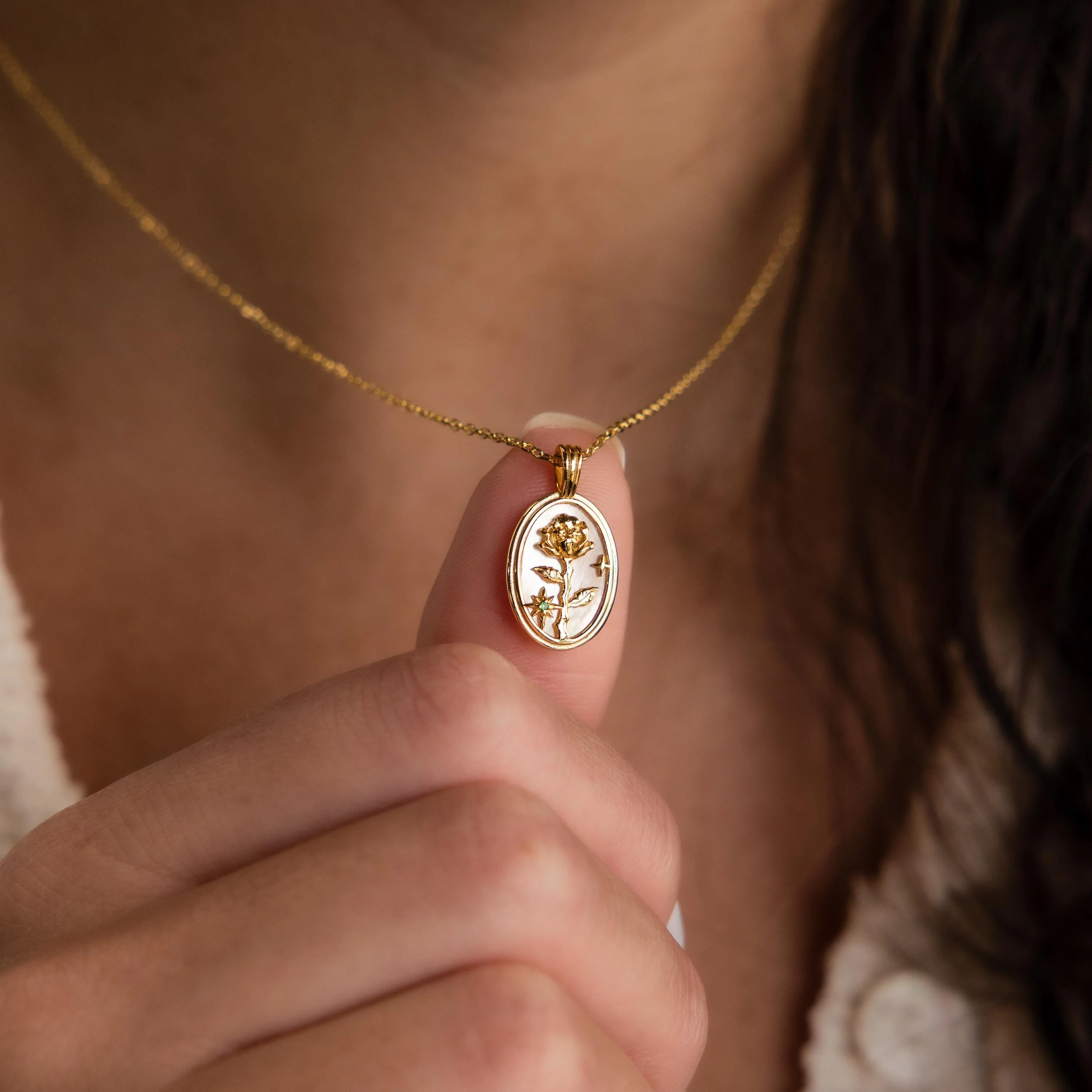 Pearl Flower Birthstone Necklace - Image 2