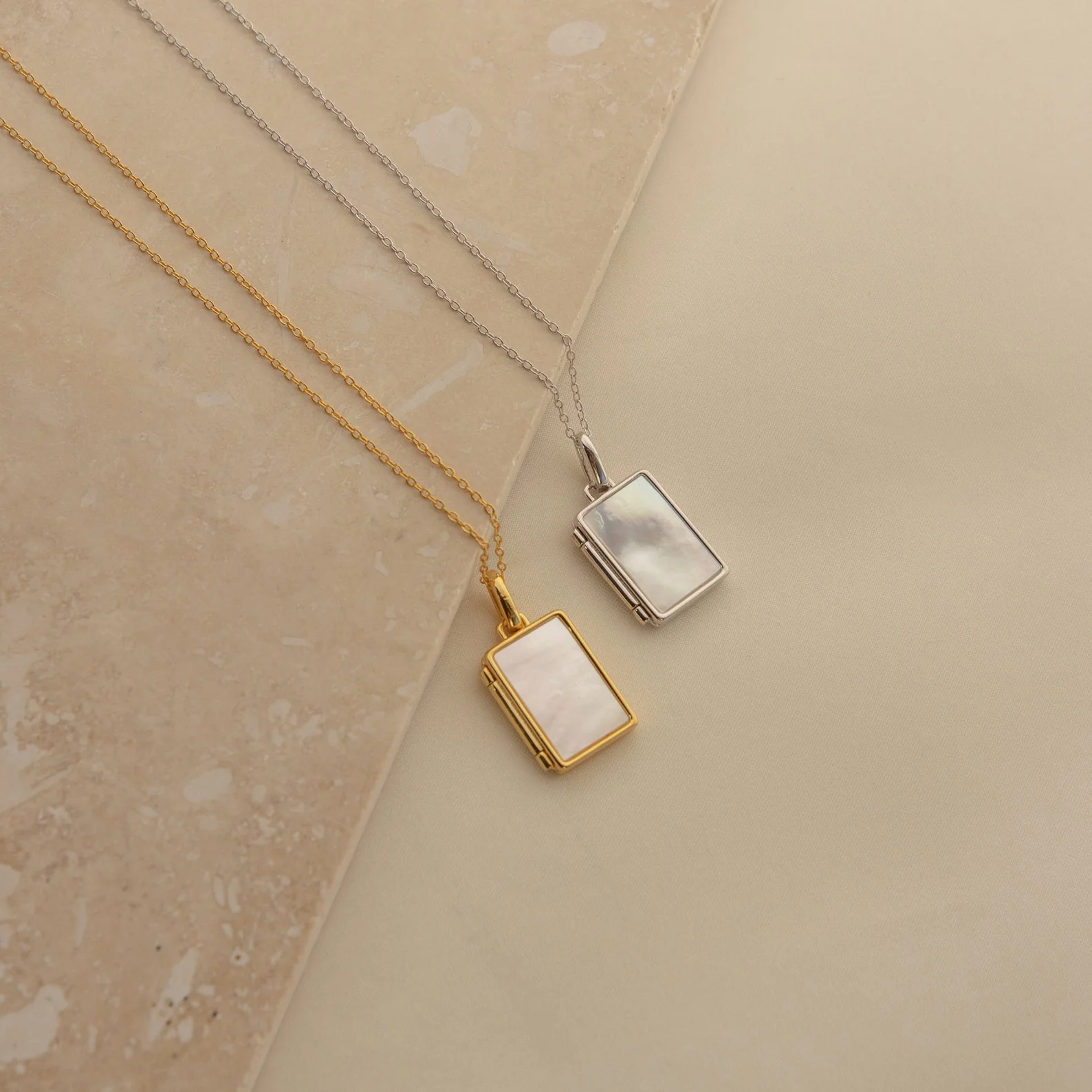 Pearl Locket Necklace in Silver - Image 3