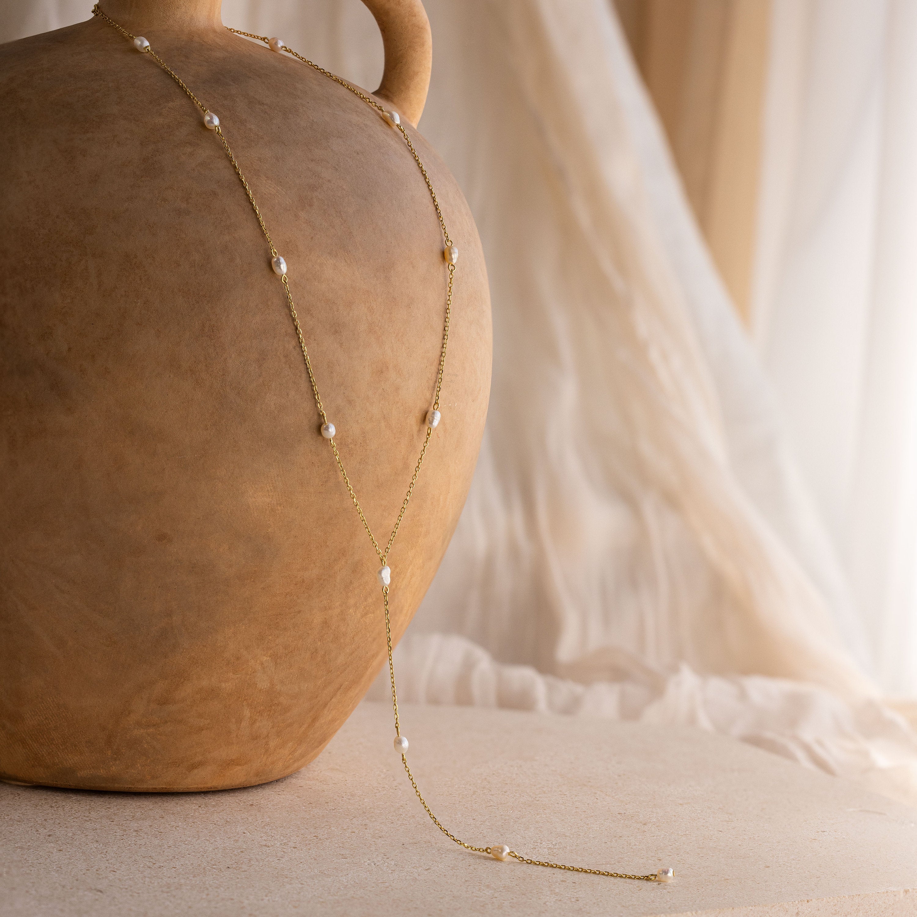 Pearl Station Lariat Necklace - Image 8