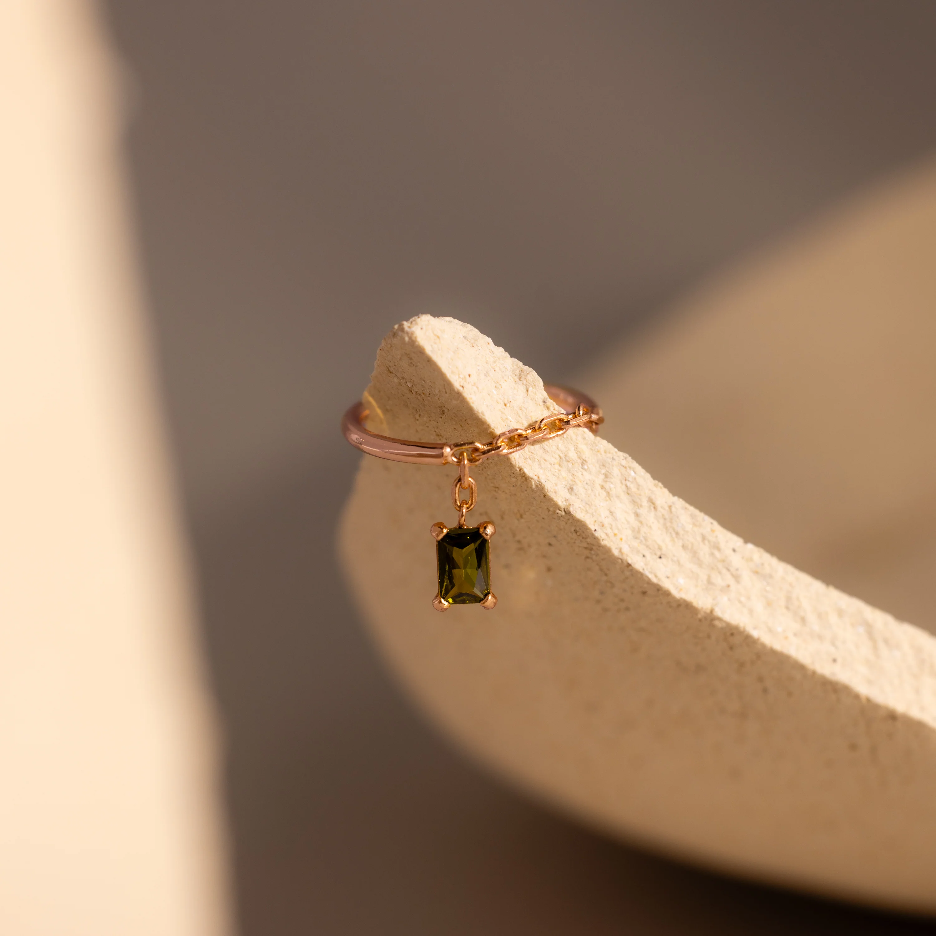 Peridot Drop Chain Ring - Image 5