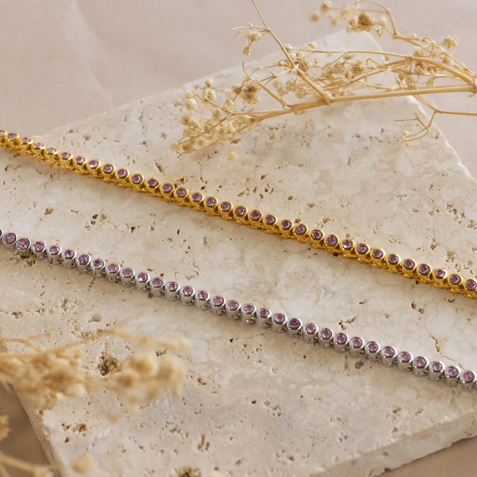 Pink Bezel Tennis Necklace - Image 7