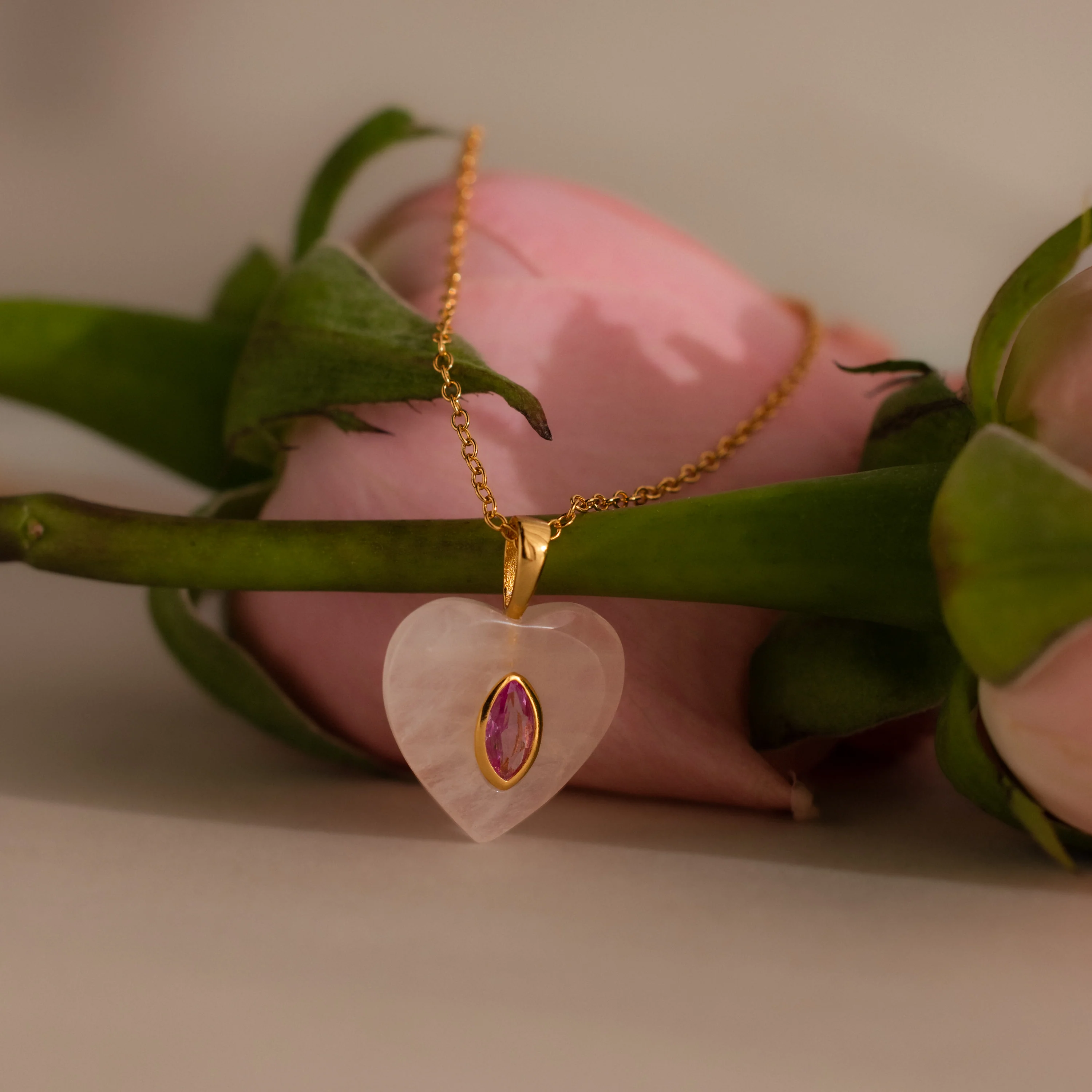 Pink Tourmaline Crystal Necklace - Image 3