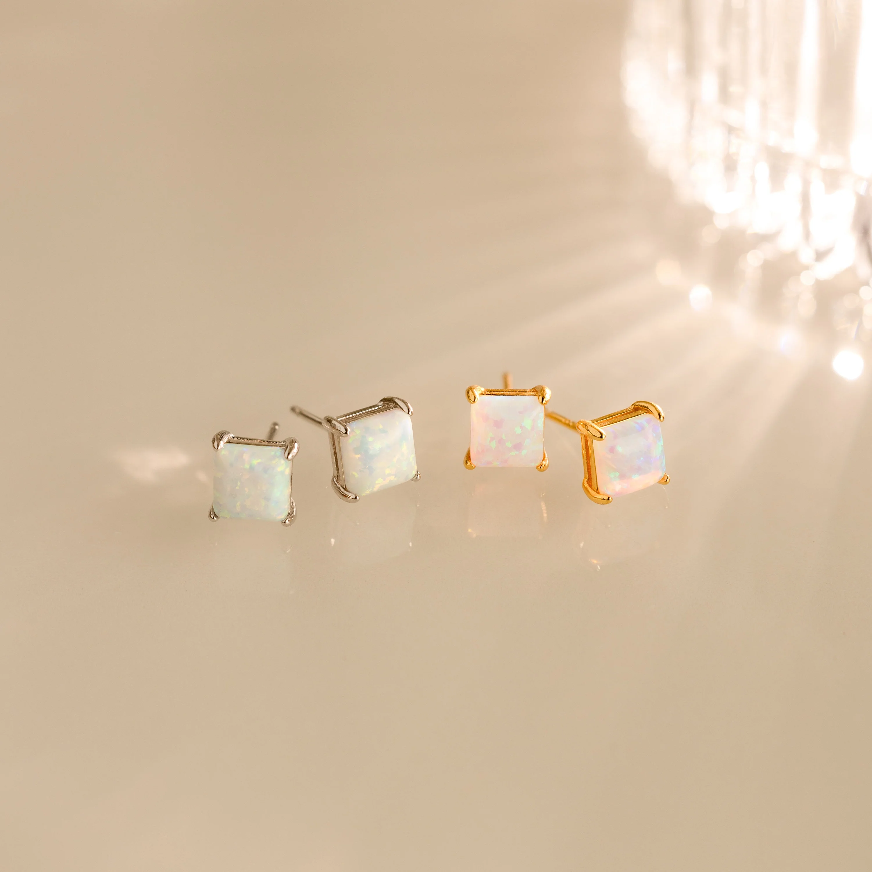 Princess Cut Opal Studs - Image 3