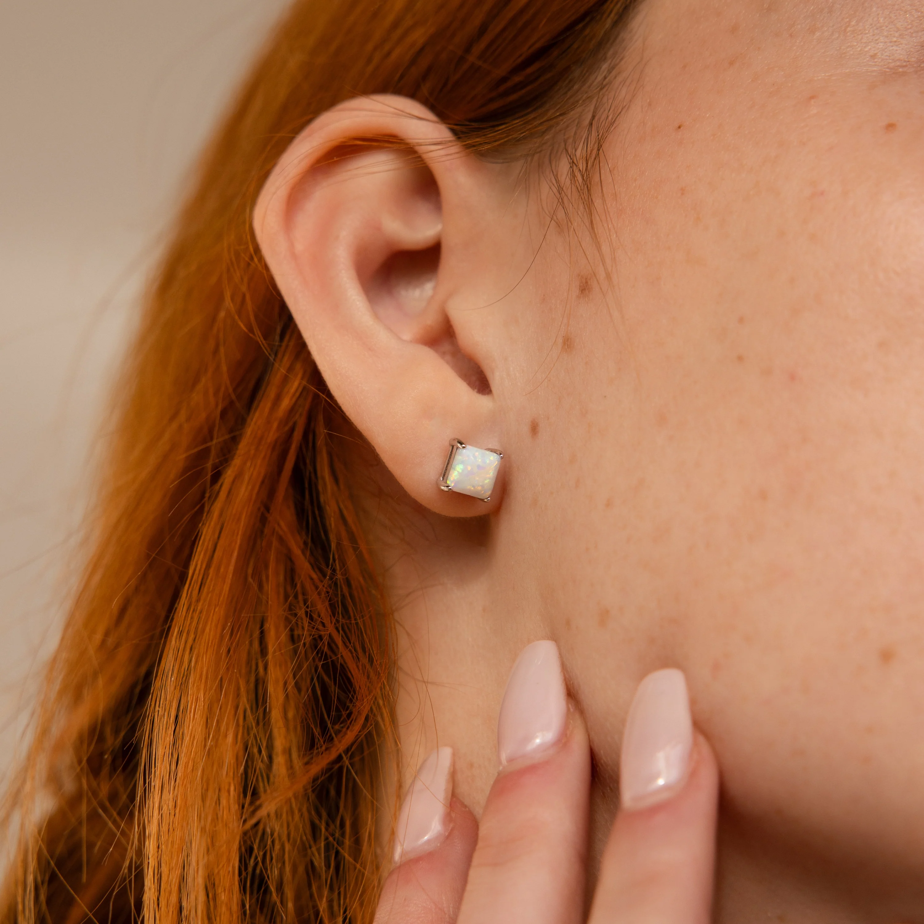 Princess Cut Opal Studs - Image 4