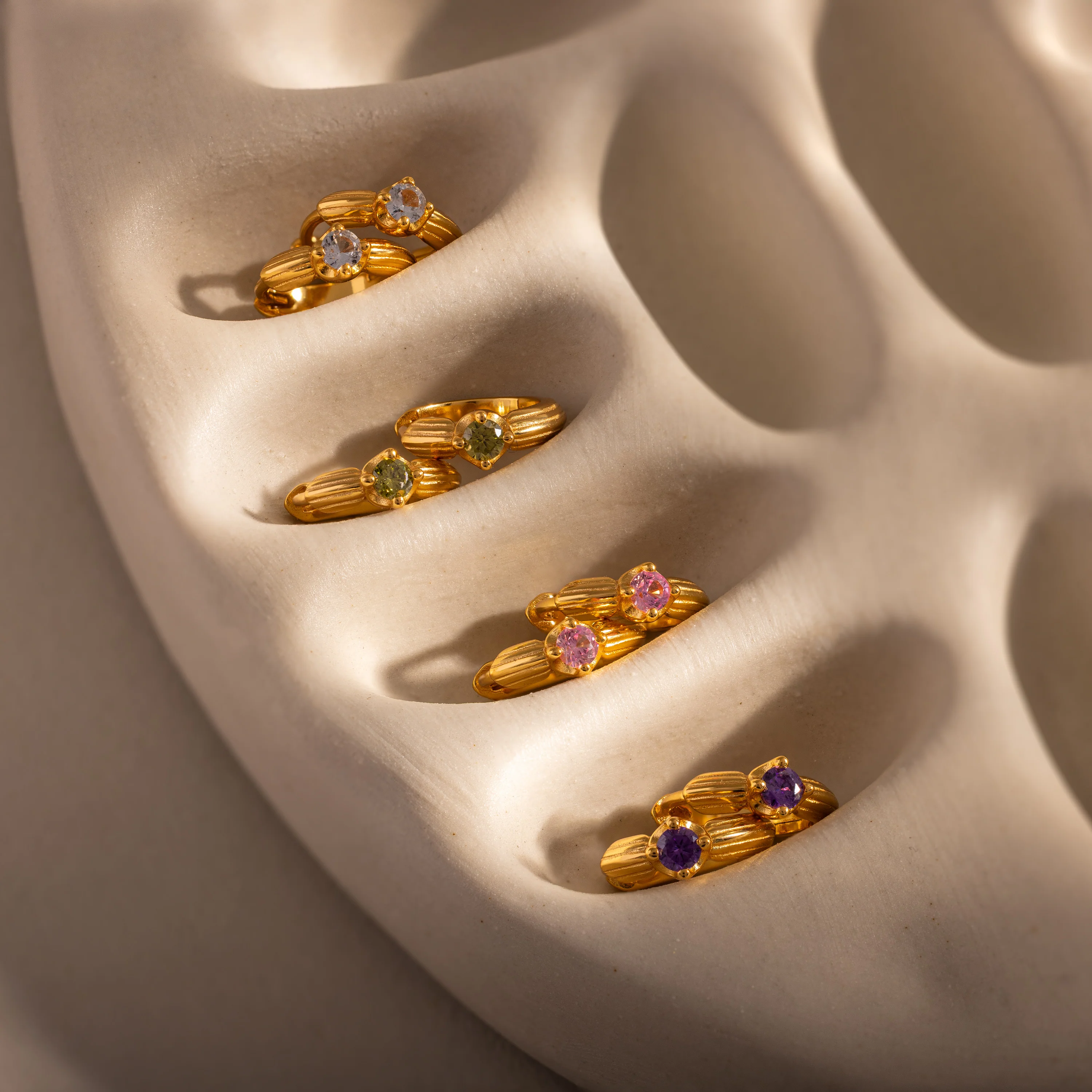 Ribbed Alexandrite Huggies - Image 5