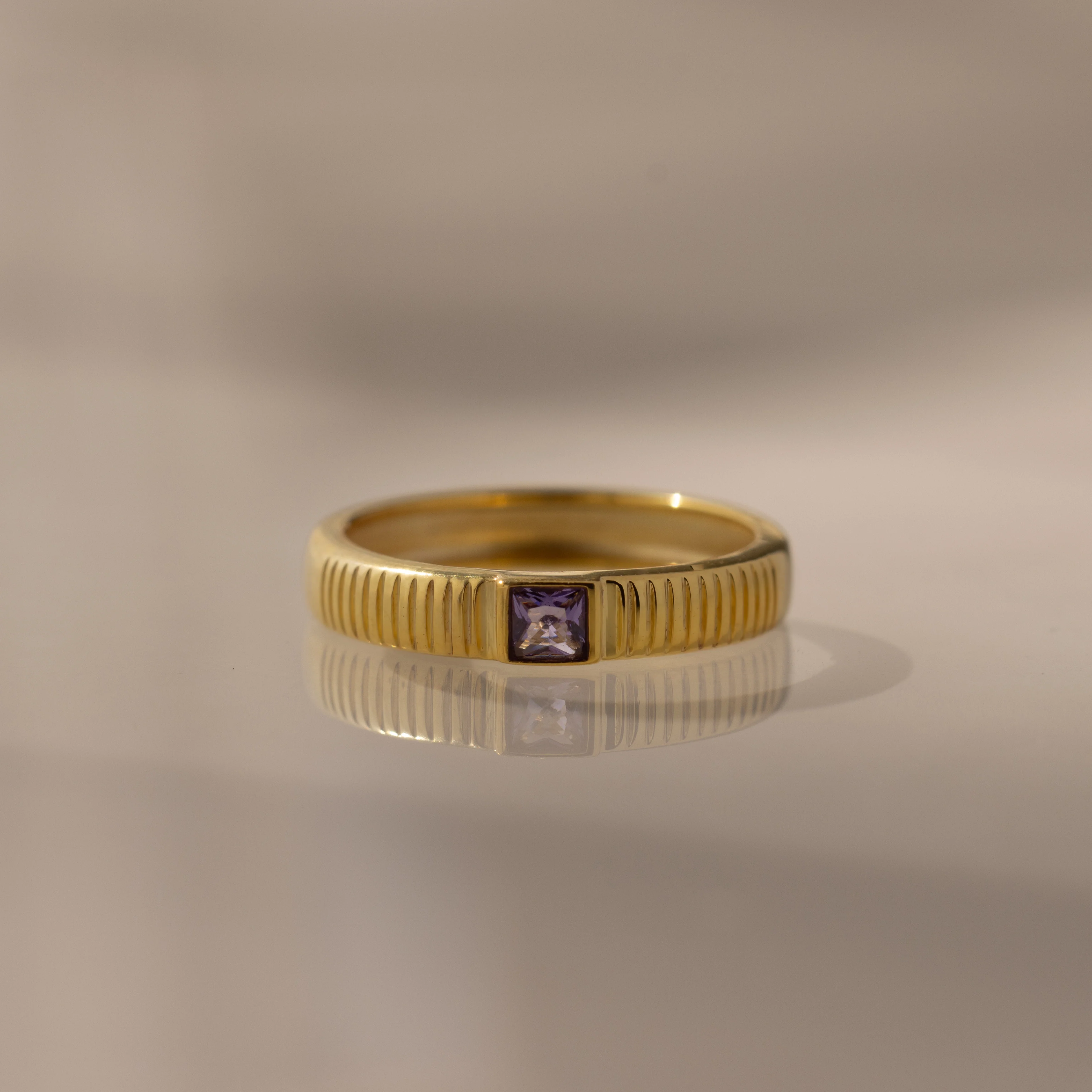 Ribbed Amethyst Band