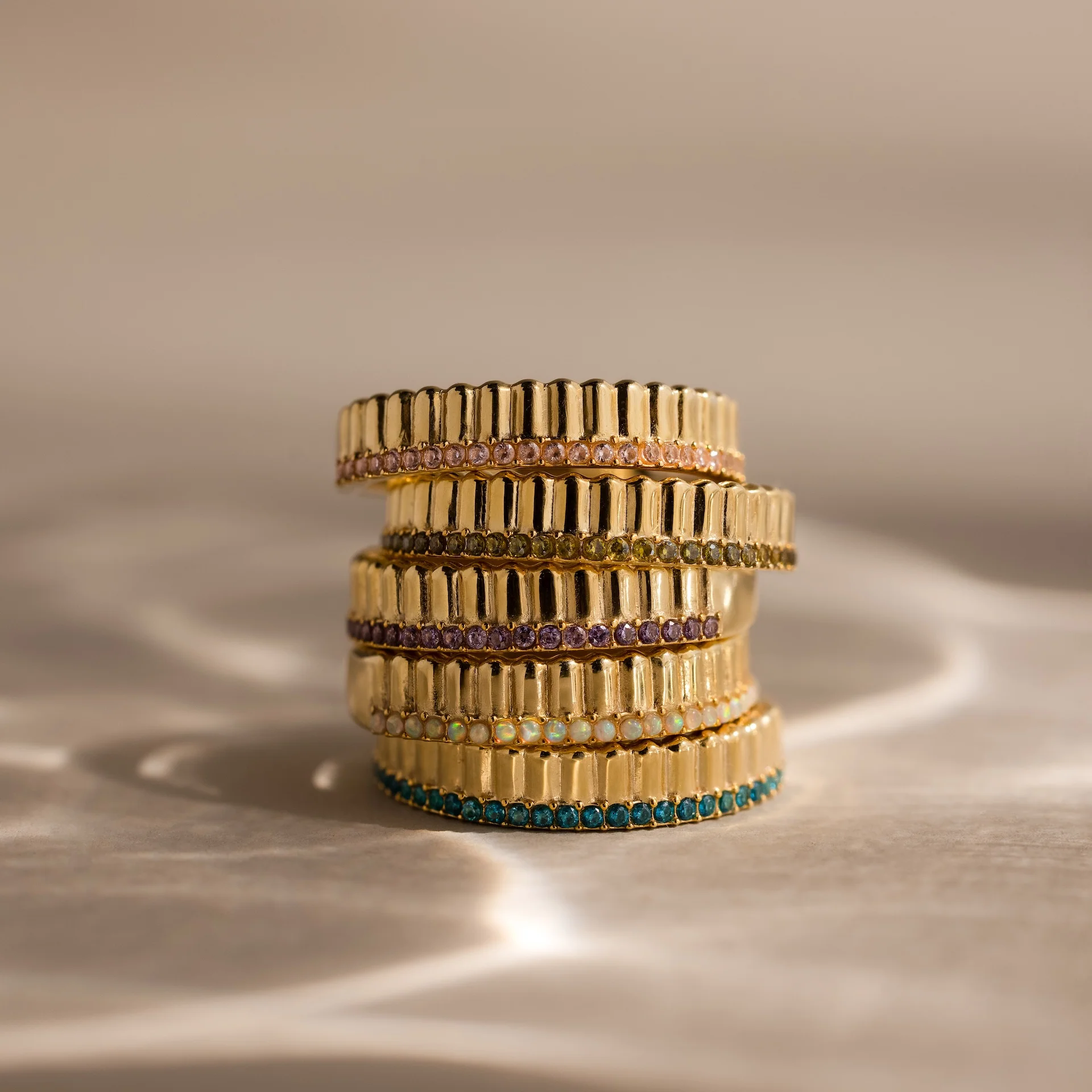 Ribbed Amethyst Stack Ring - Image 5