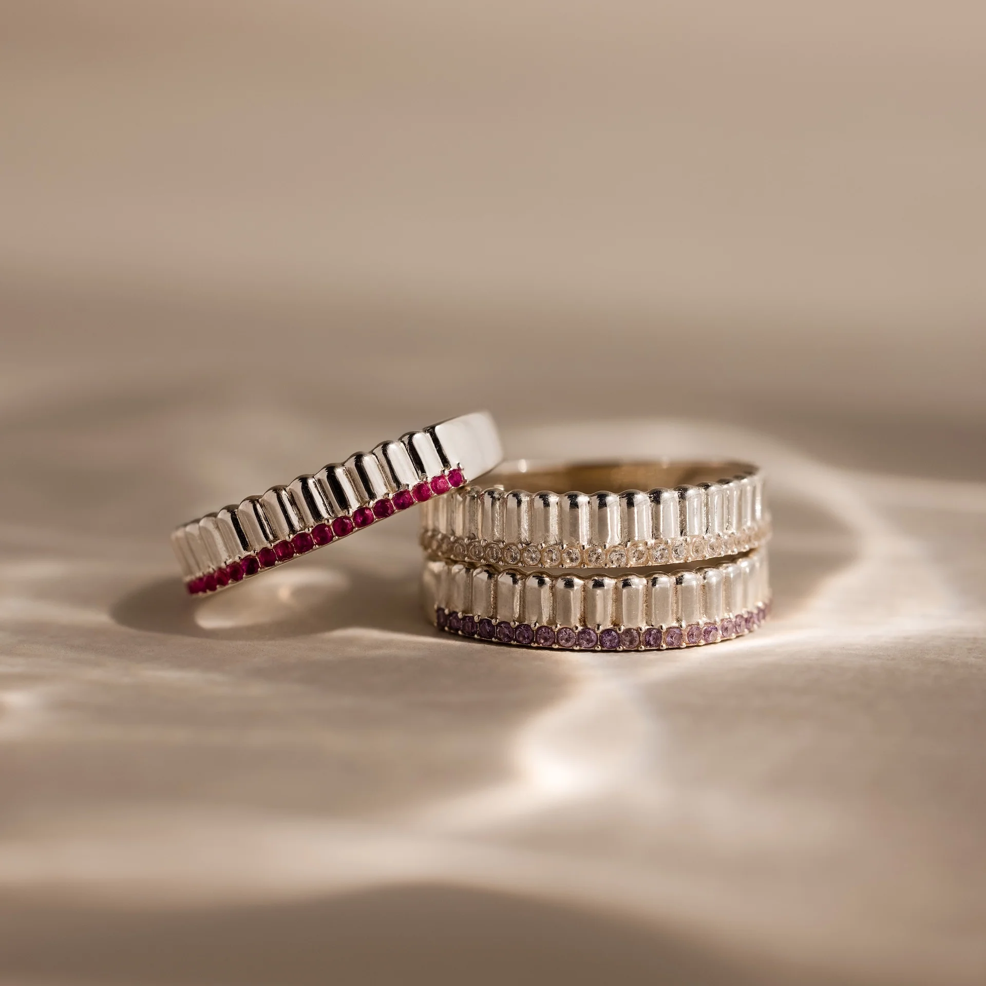 Ribbed Amethyst Stack Ring - Image 7