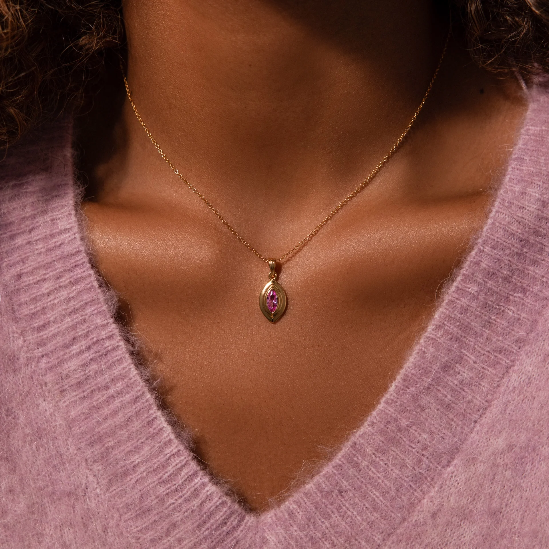 Ribbed Aquamarine Pendant Necklace - Image 2