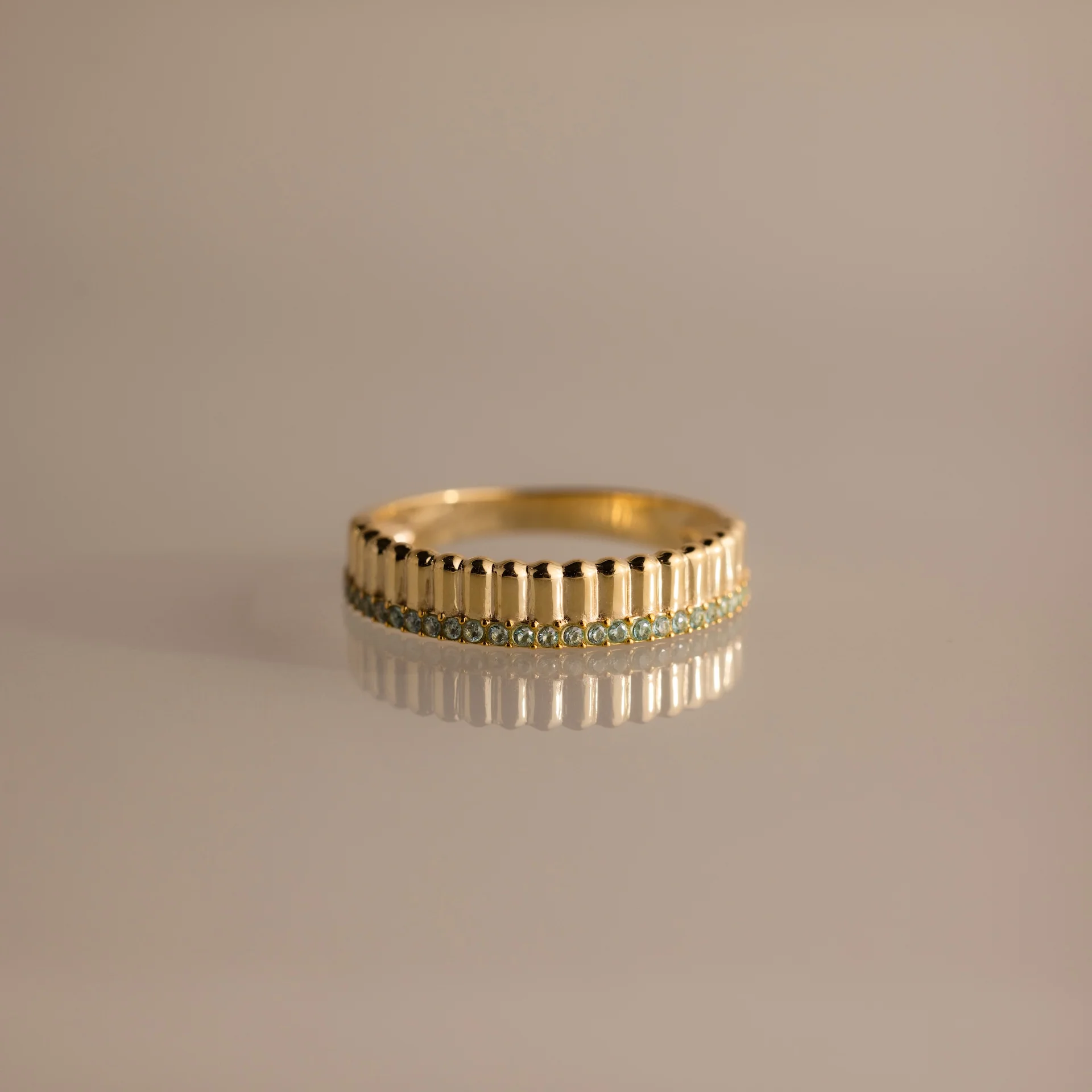 Ribbed Aquamarine Stack Ring