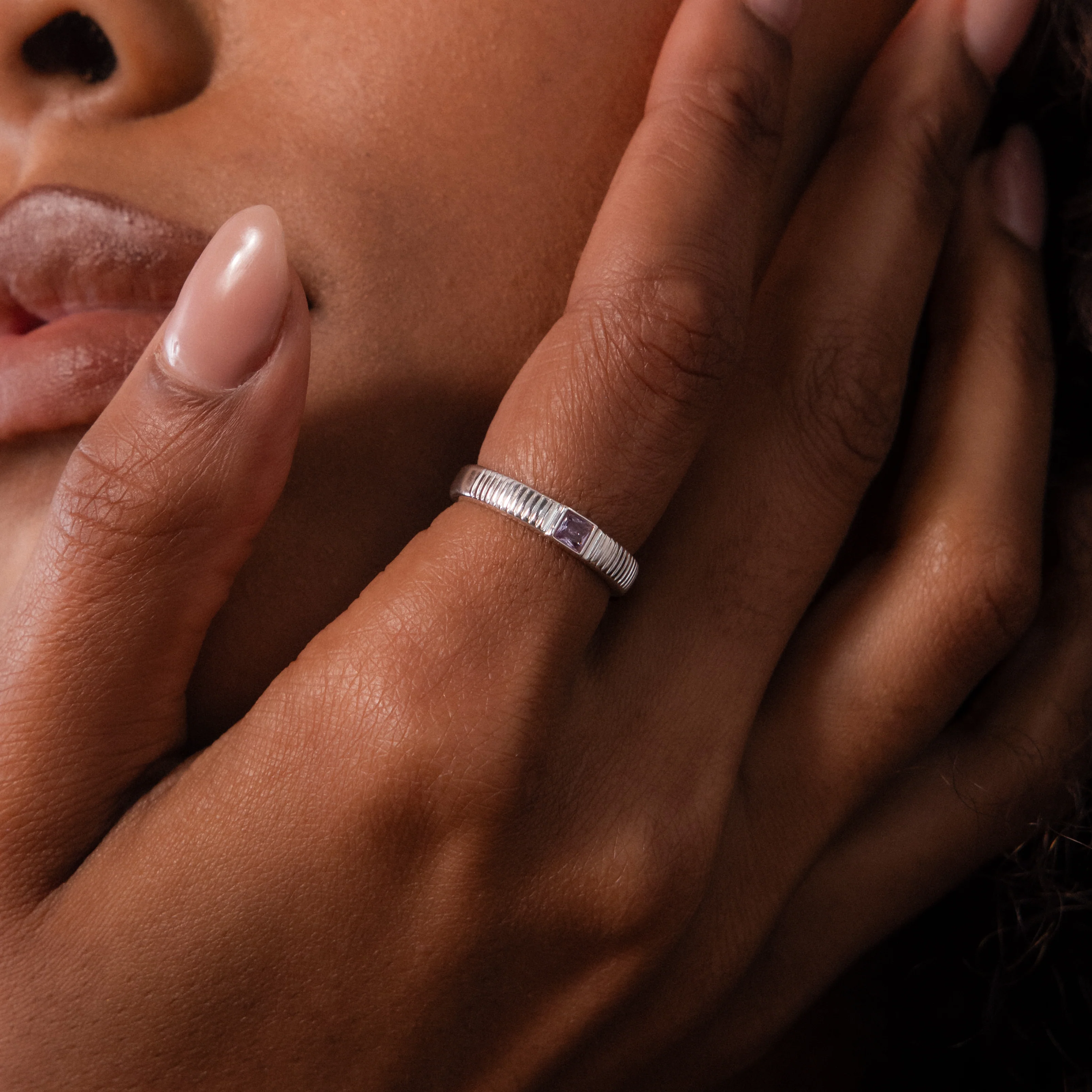 Ribbed Birthstone Band - Image 6