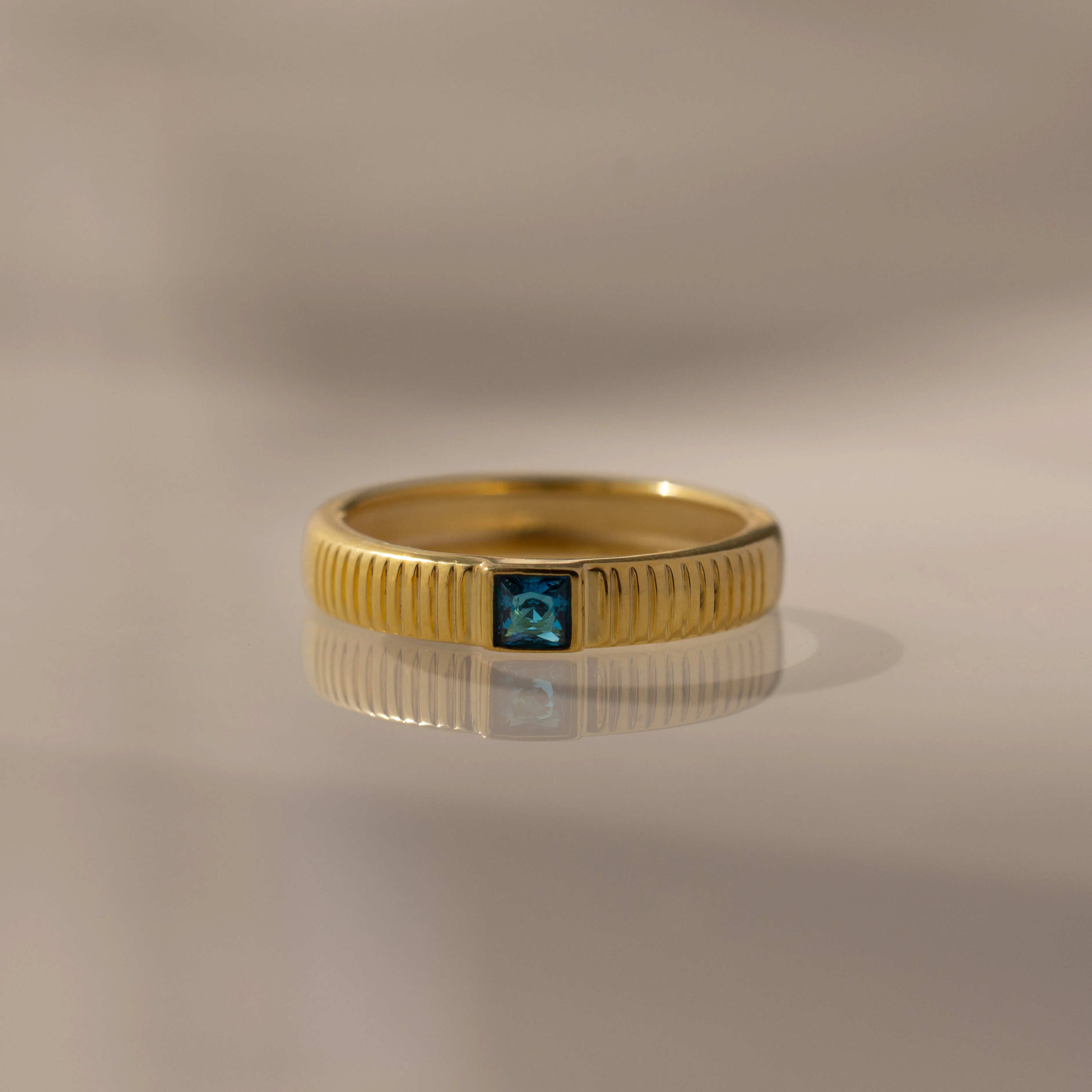 Ribbed Blue Zircon Band