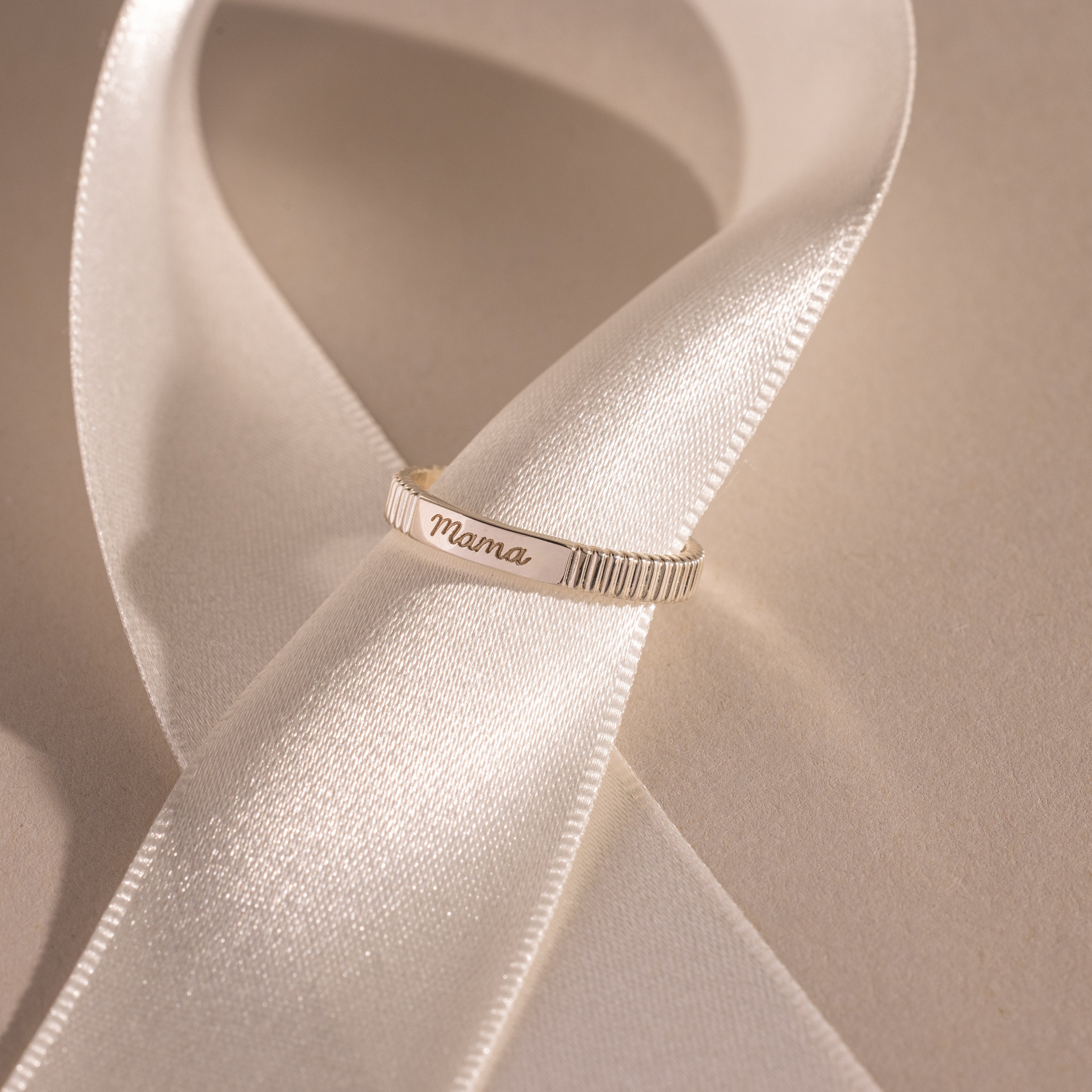 Ribbed Name Ring in Silver - Image 3
