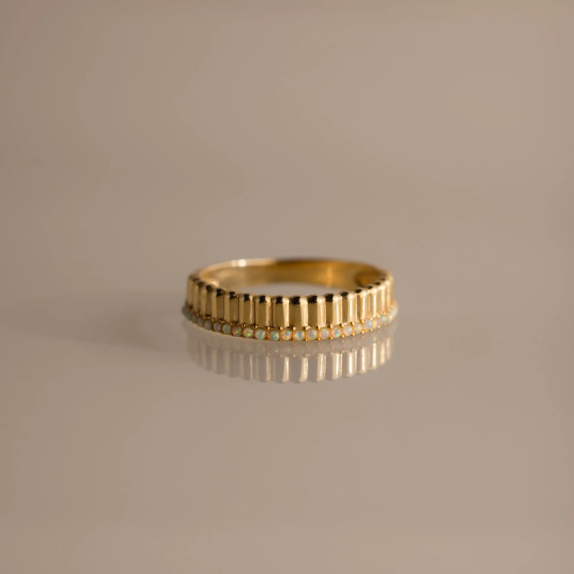 Ribbed Opal Stack Ring