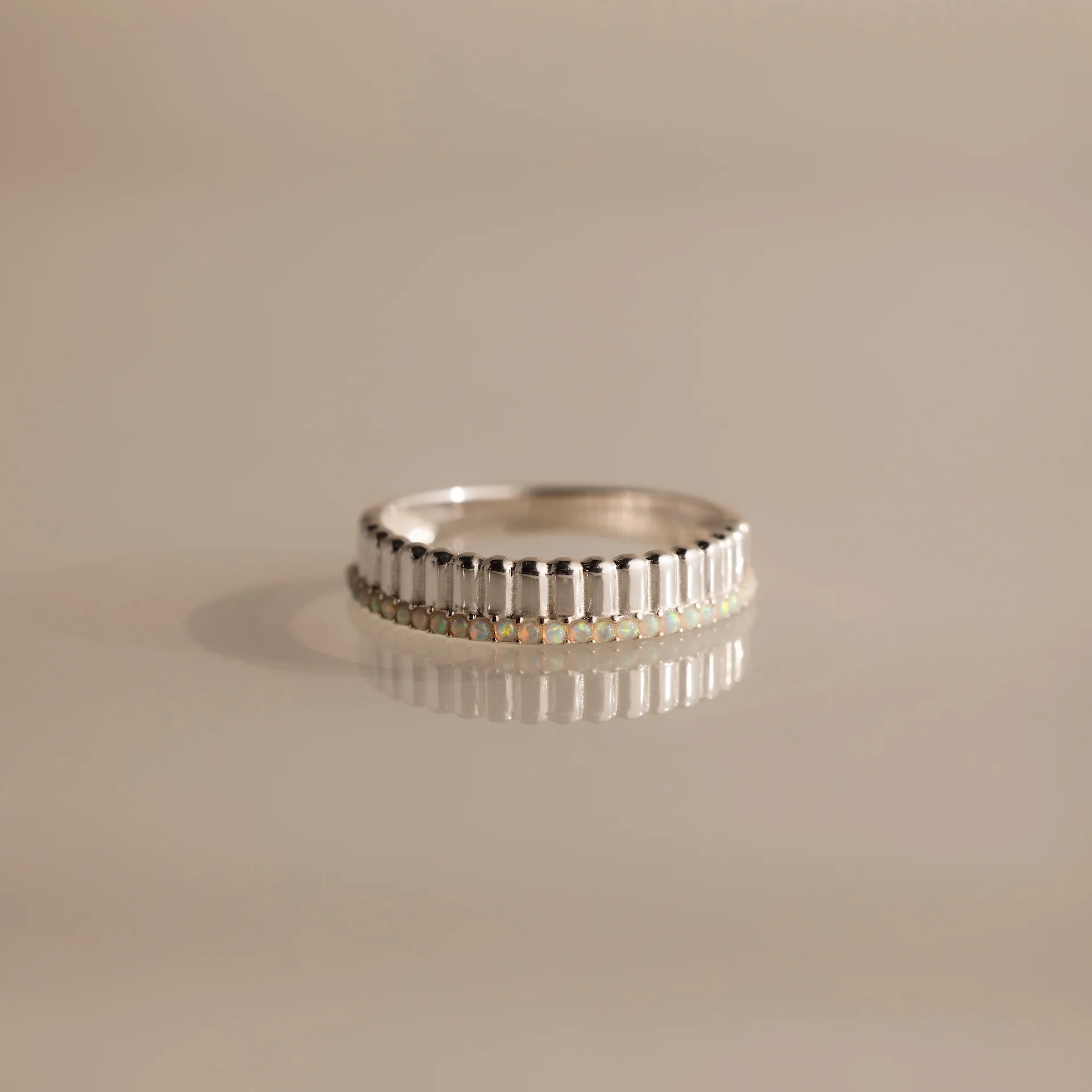 Ribbed Opal Stack Ring - Image 3