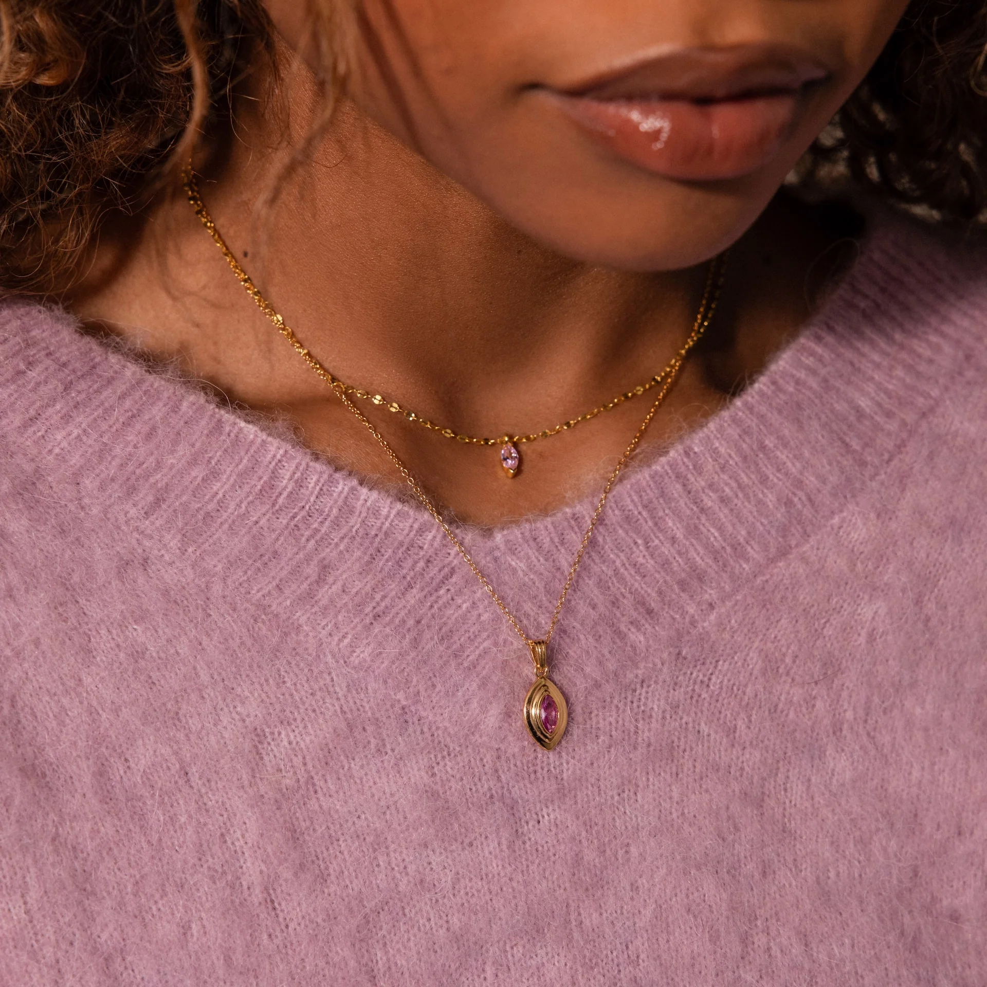 Ribbed Peridot Pendant Necklace - Image 4
