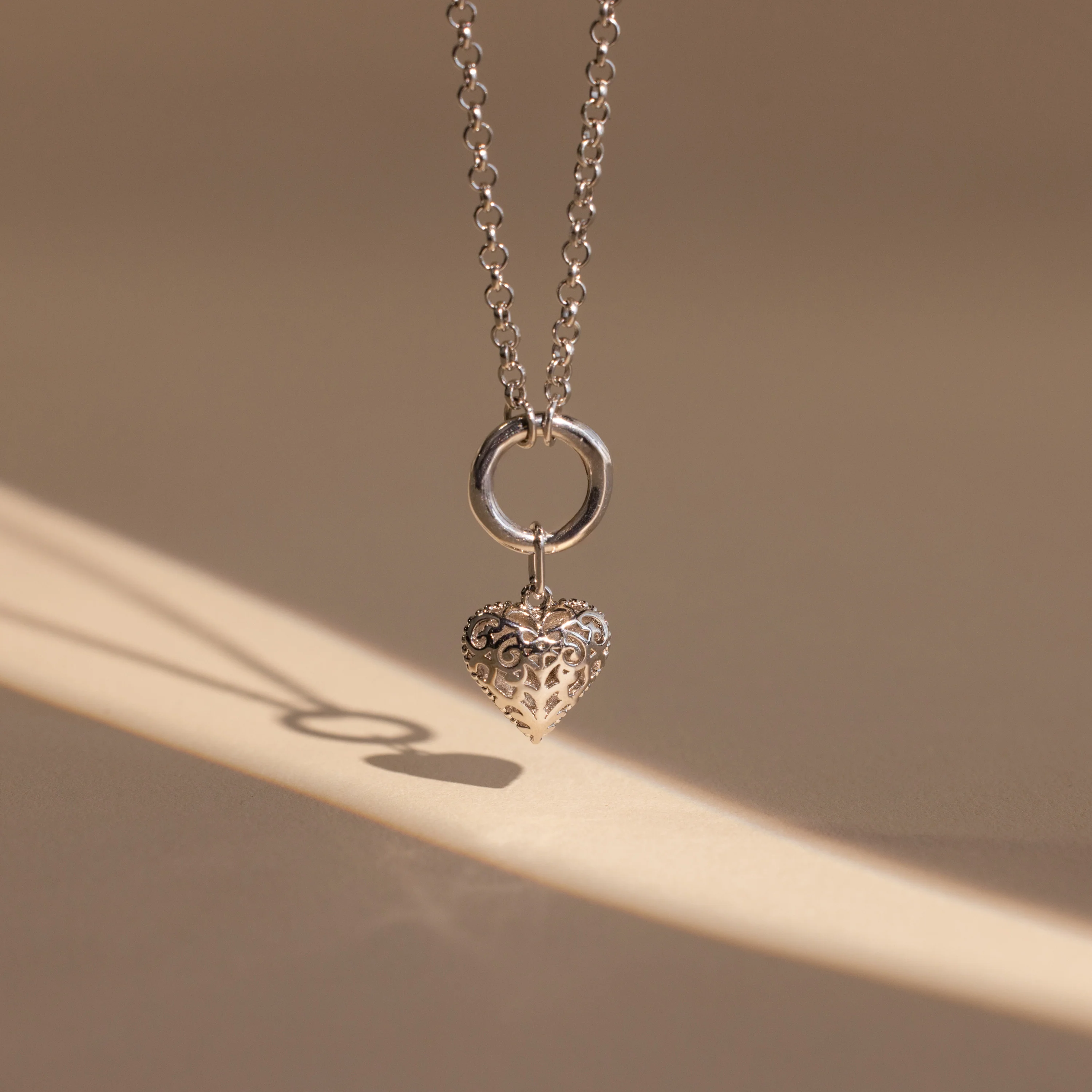 Rolo Circle Charm Necklace in Silver - Image 3
