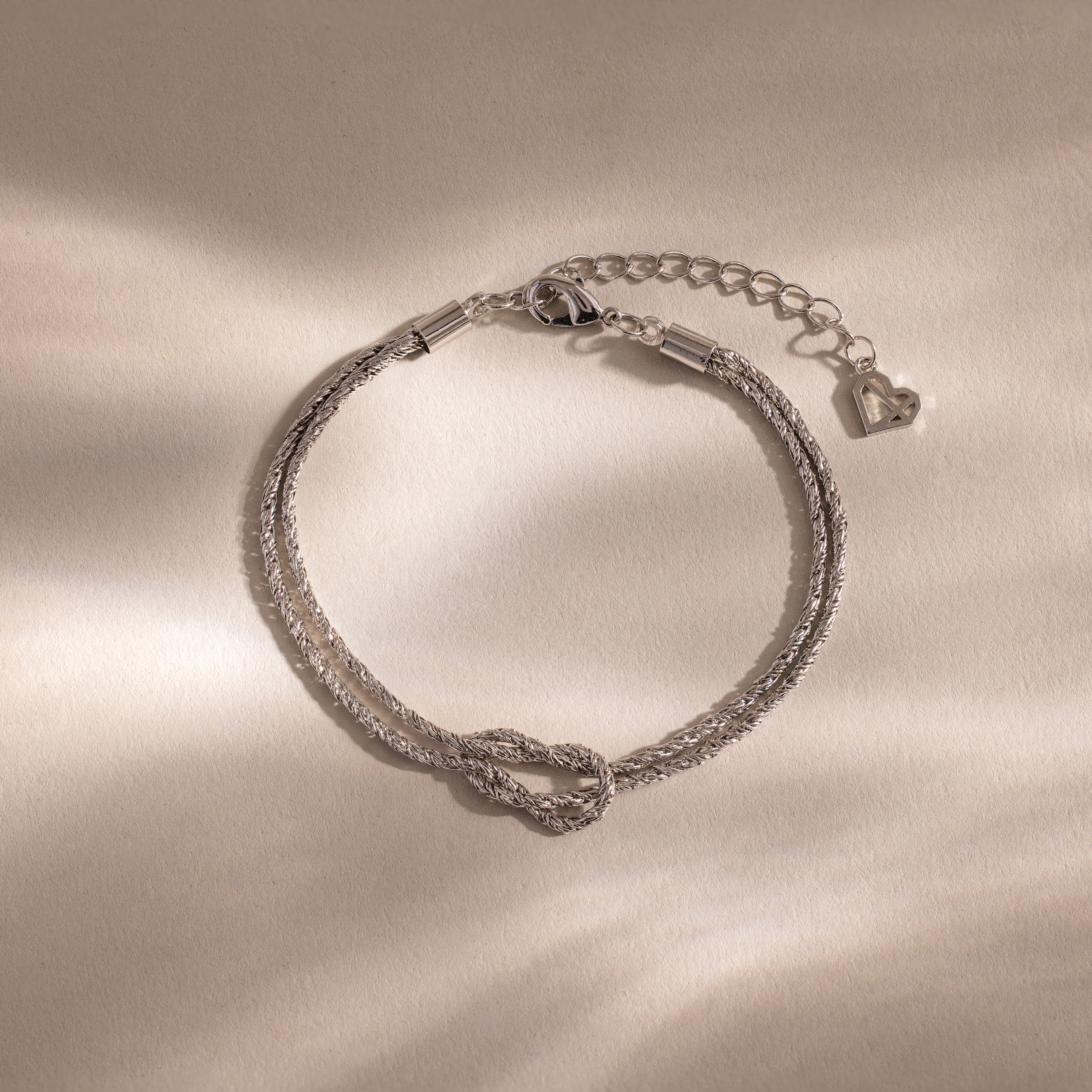 Rope Knot Chain Bracelet in Silver