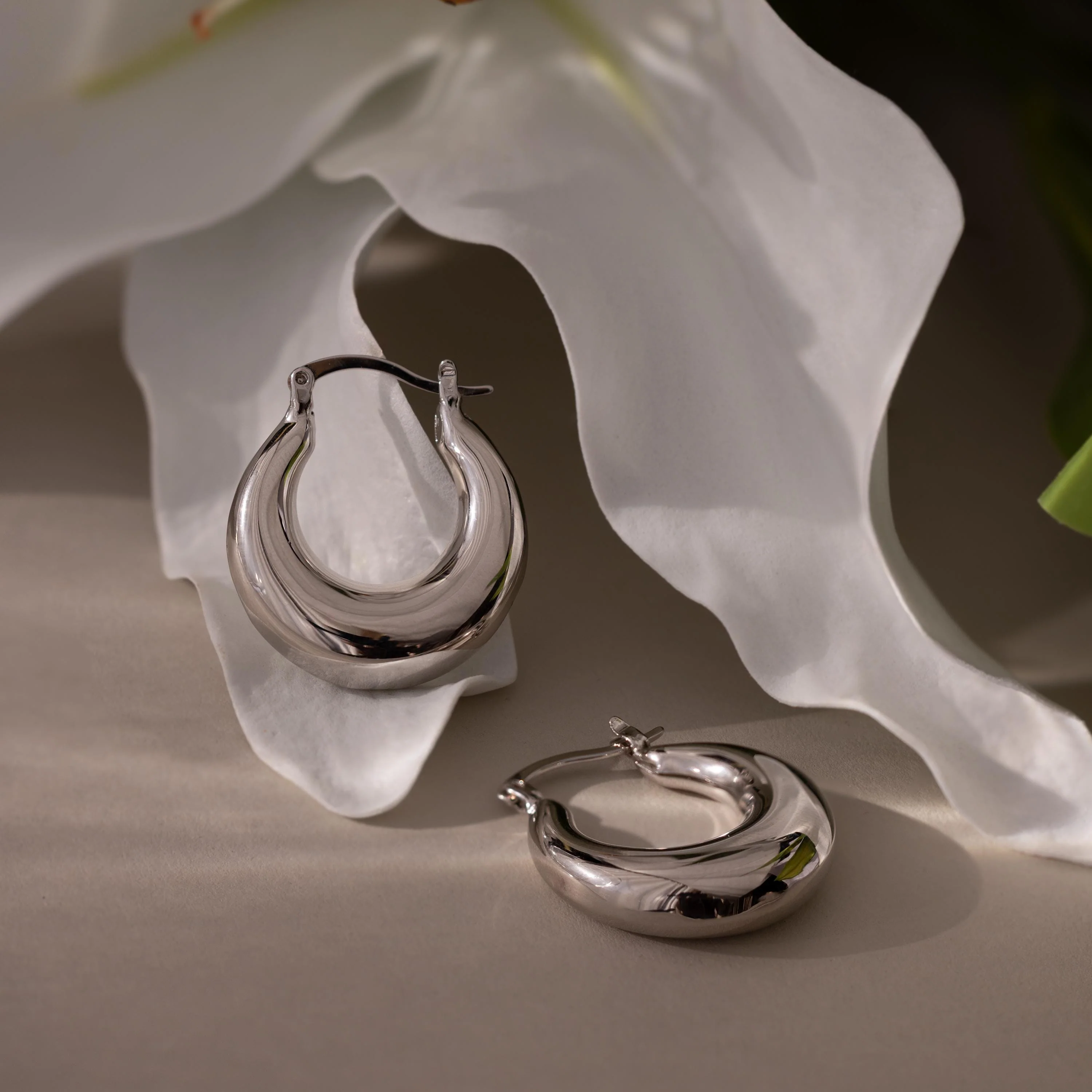 Sculpted Hoops in Silver - Image 3