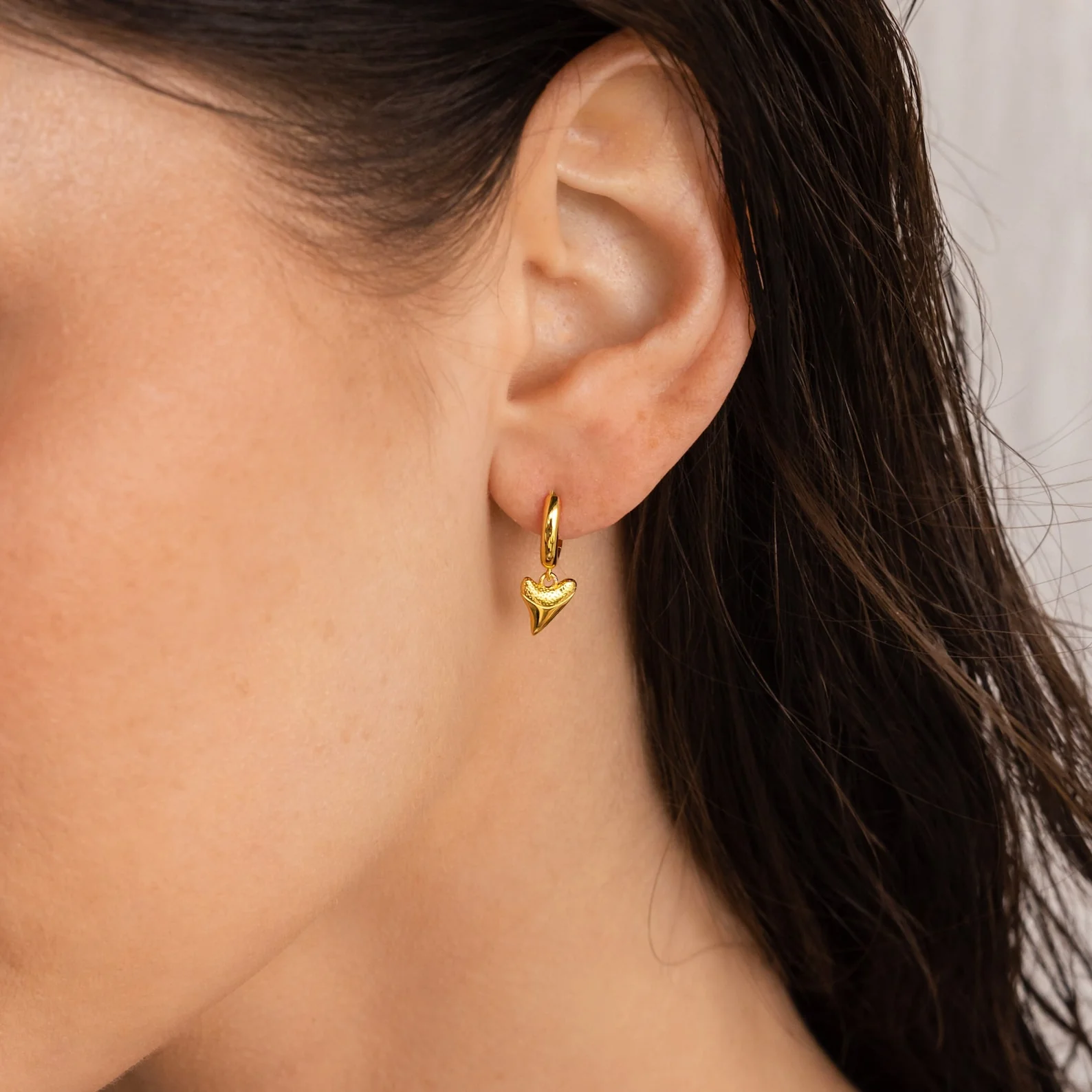 Shark Tooth Huggies in 18K Gold - Image 2