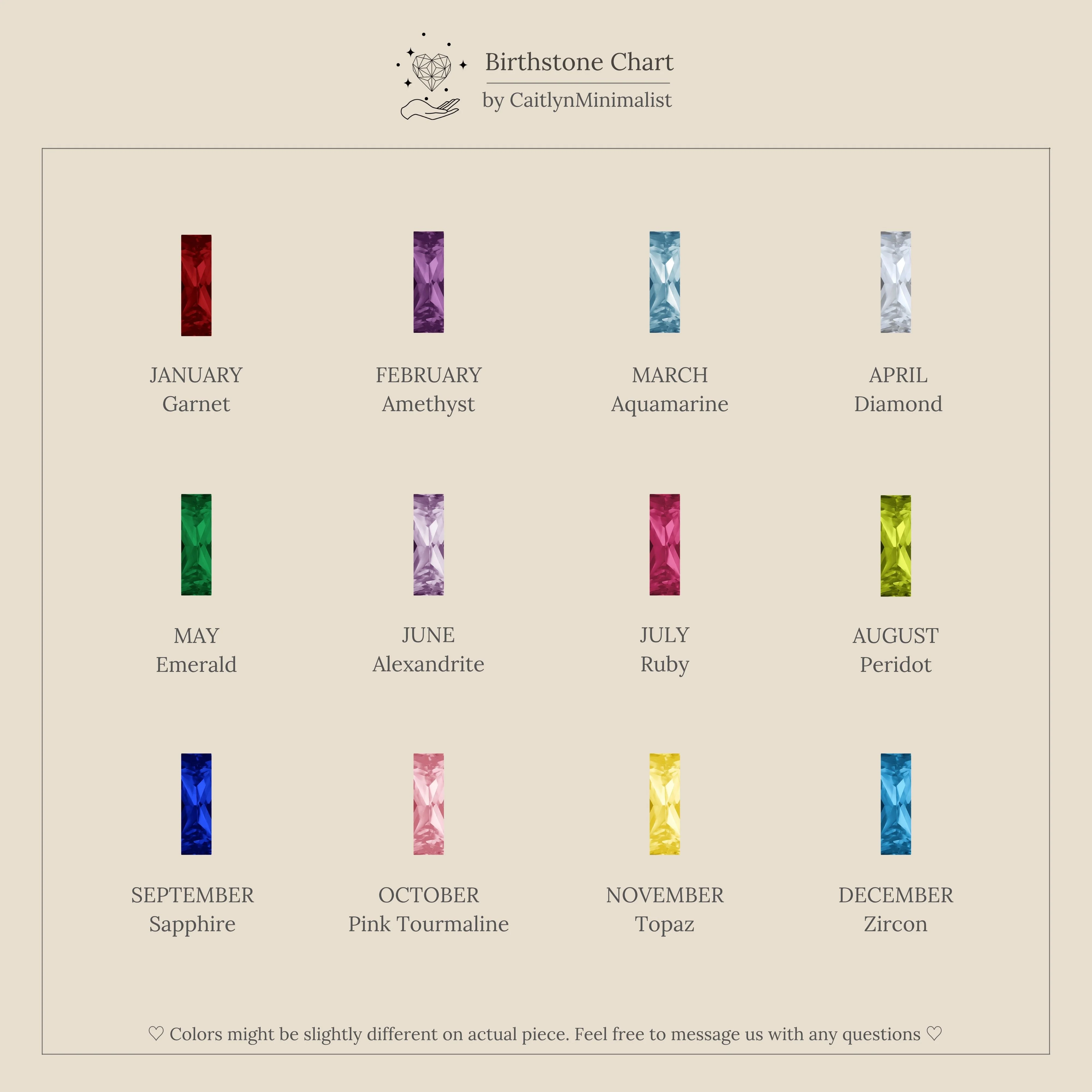 Skinny Baguette Birthstone Charm - Image 9