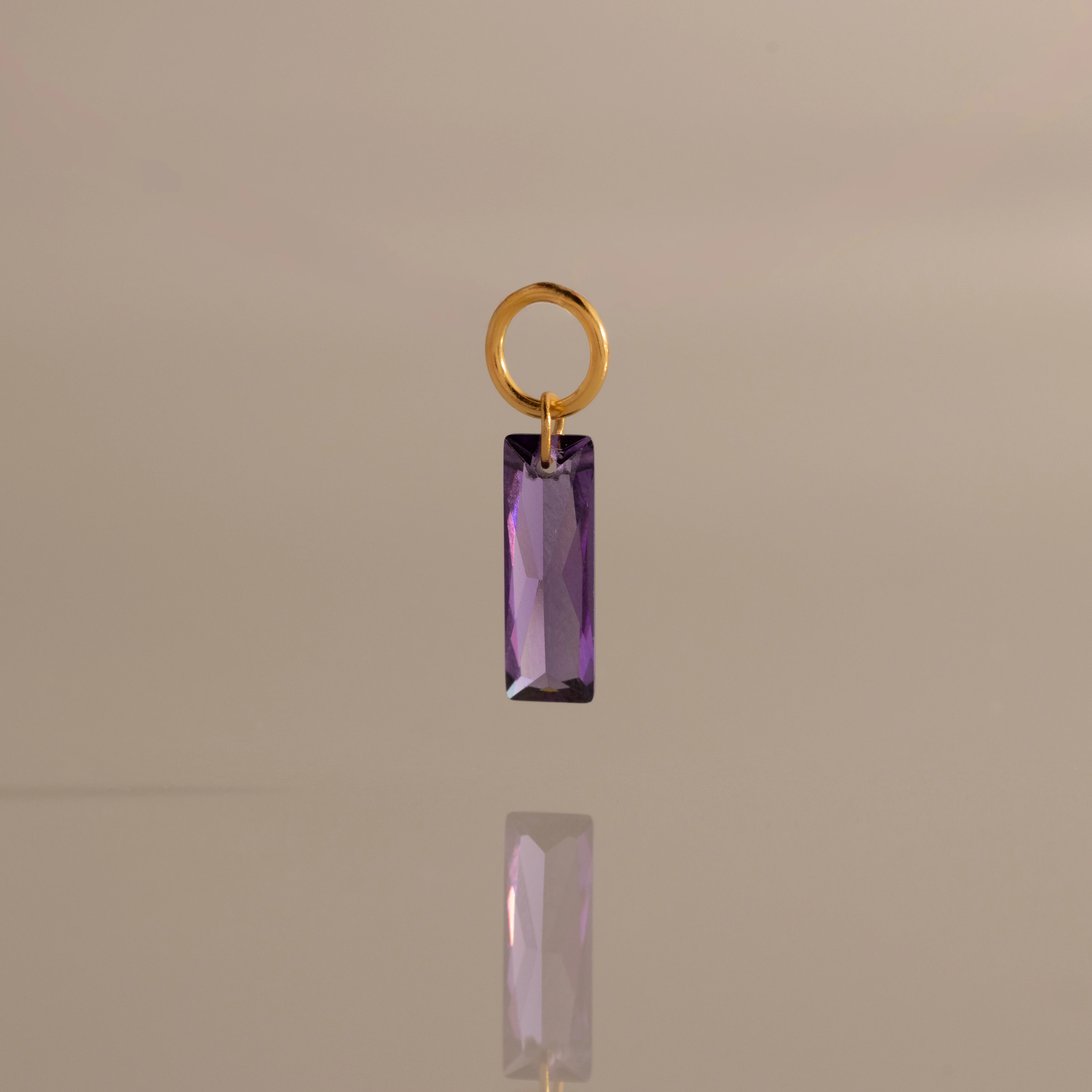 Skinny Baguette Amethyst Charm