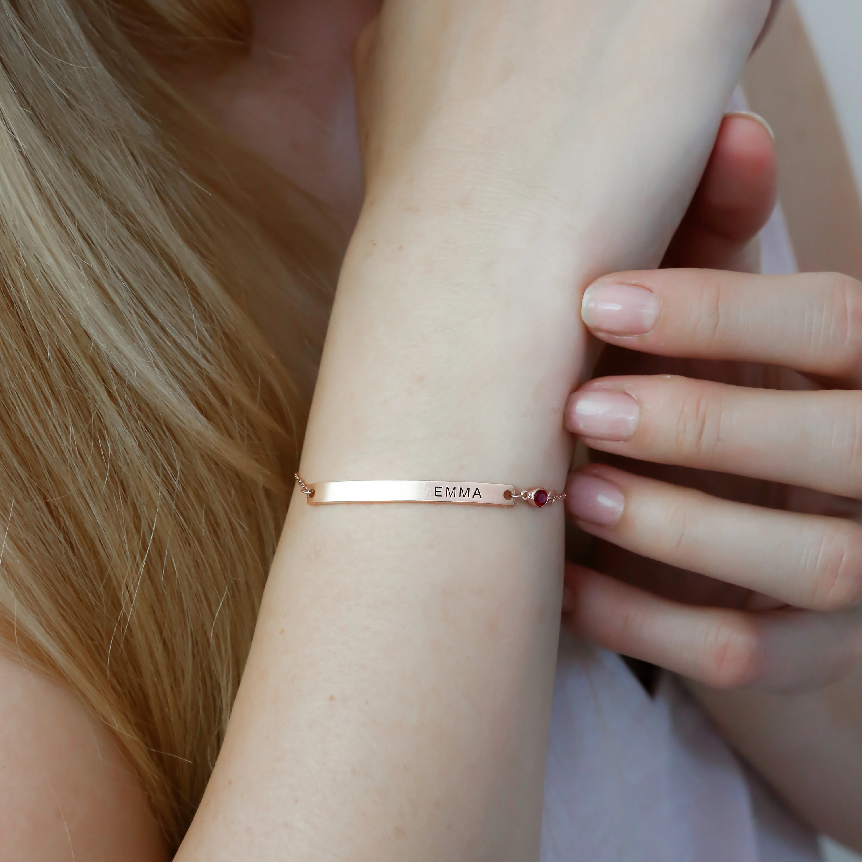 Thin Name Bar Bracelet - Image 2
