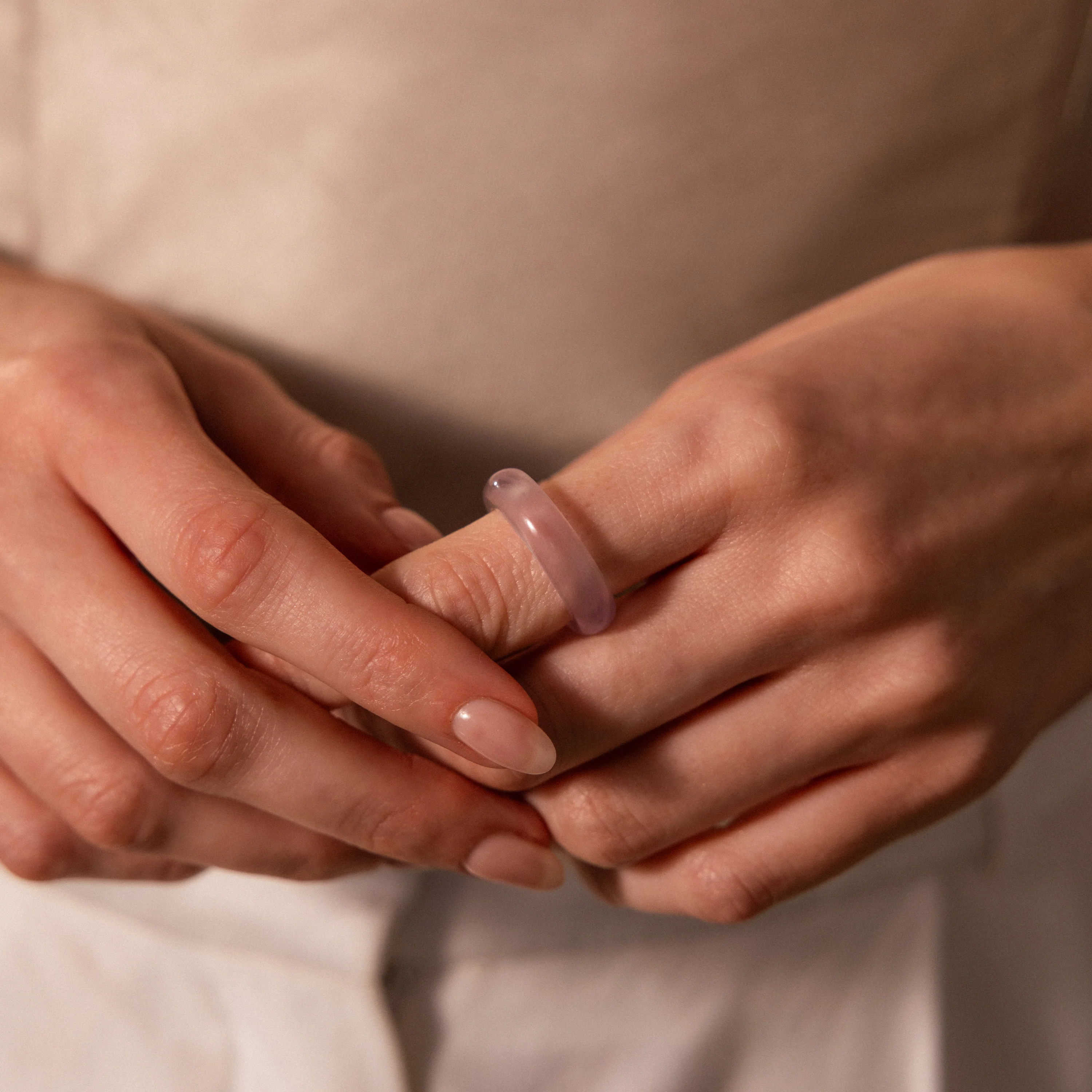 Skinny Lavender Jade Ring - Image 2