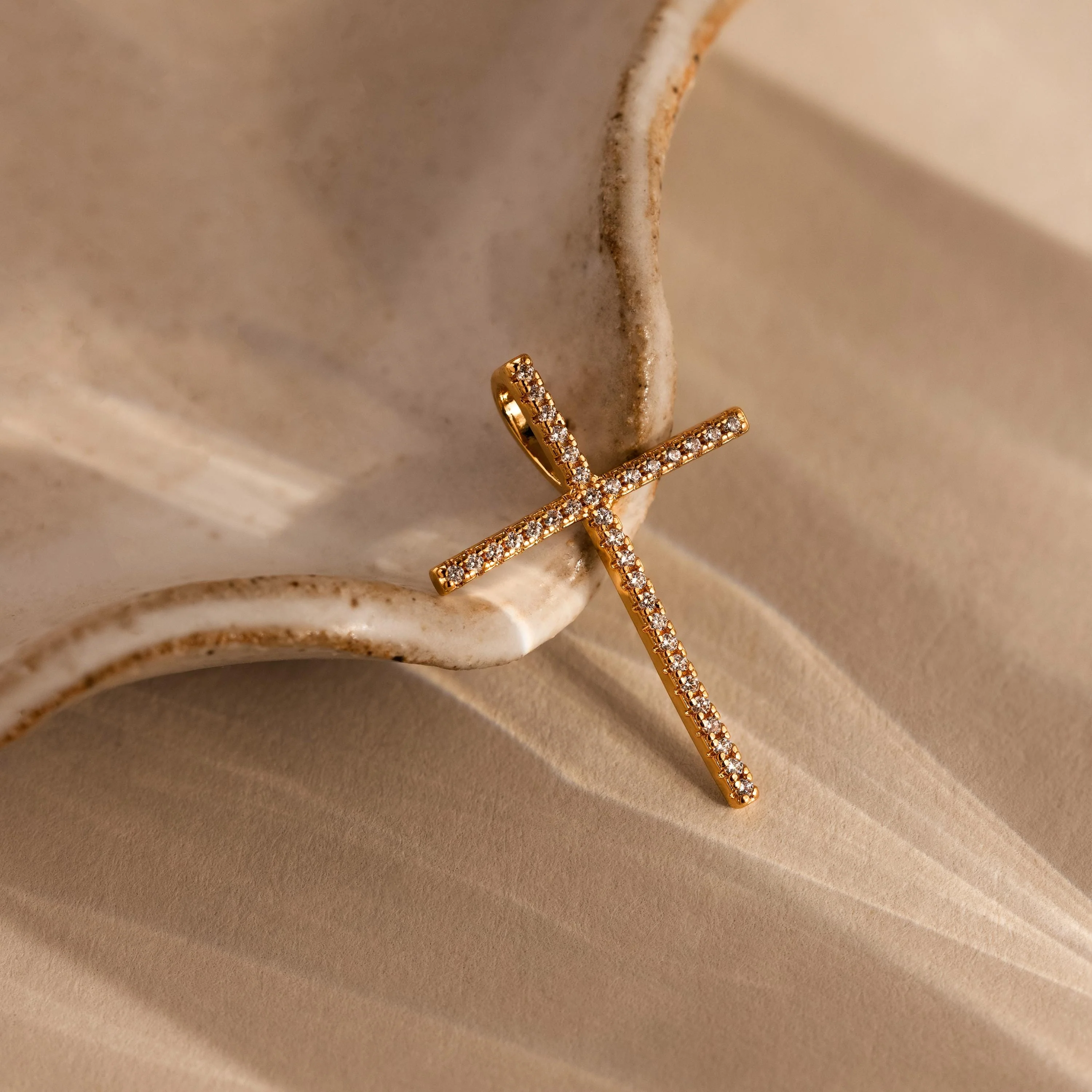 Skinny Pave Cross Charm