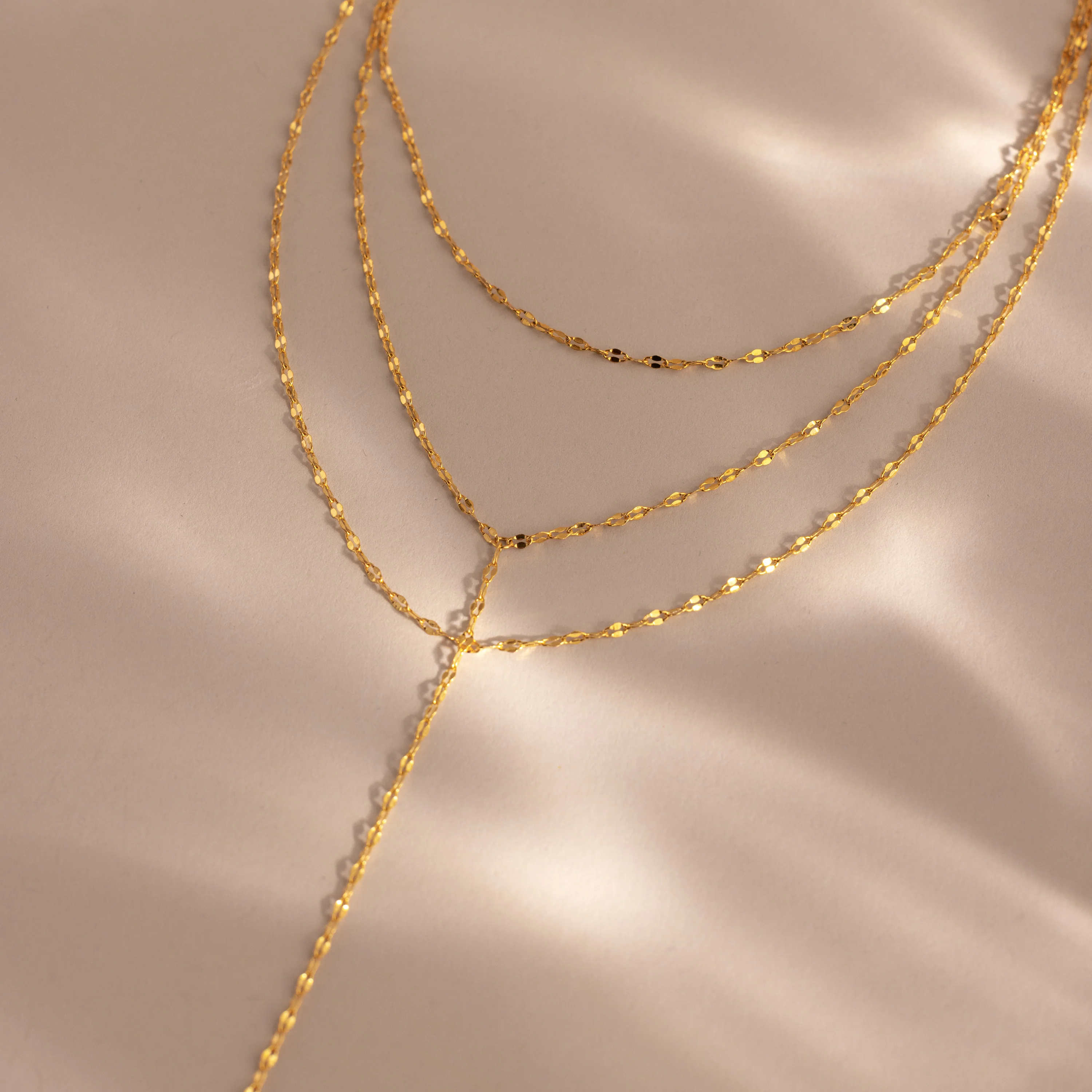 Sparkling Layered Lariat Necklace in 18K Gold - Image 4