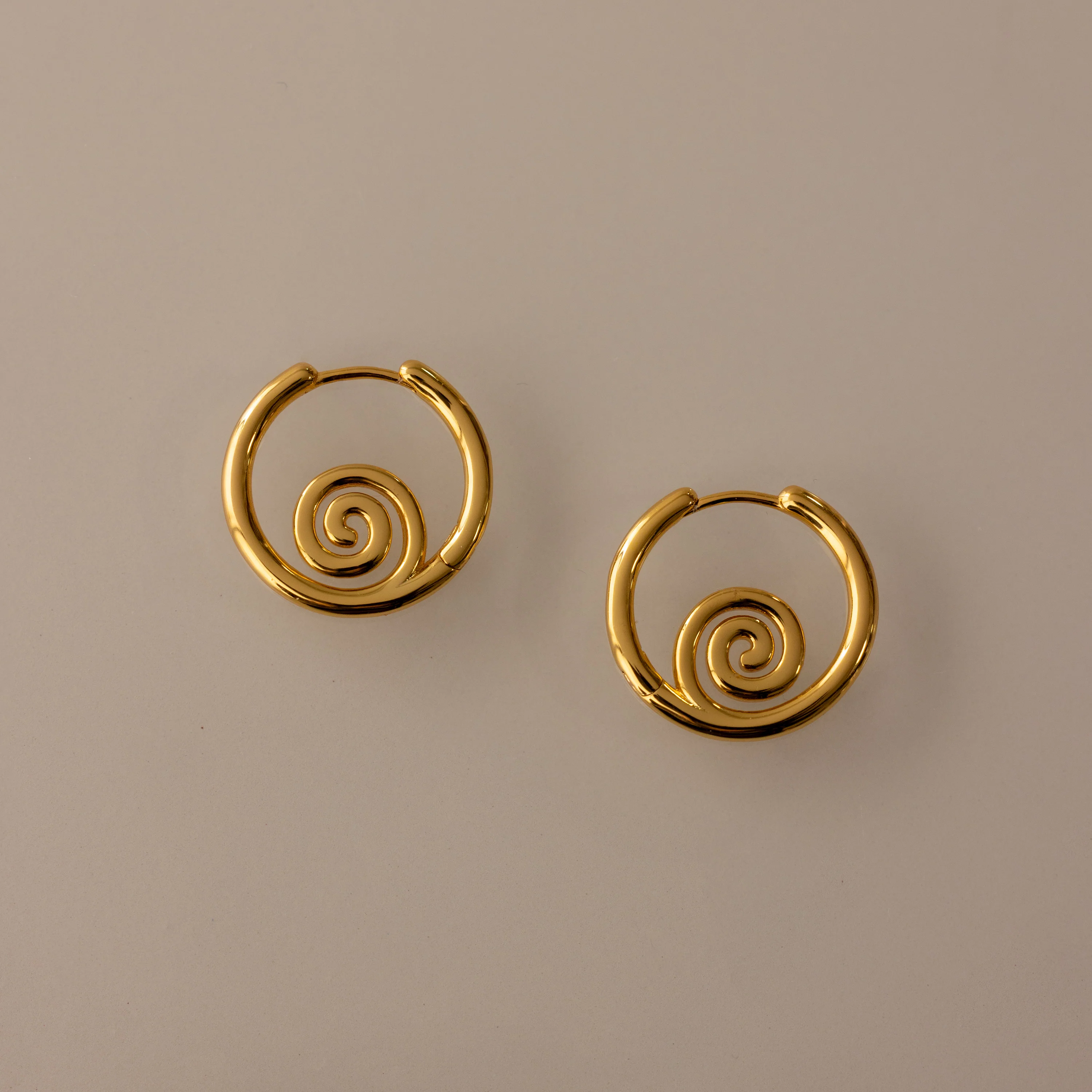 Spiral Swirl Hoops in 18K Gold