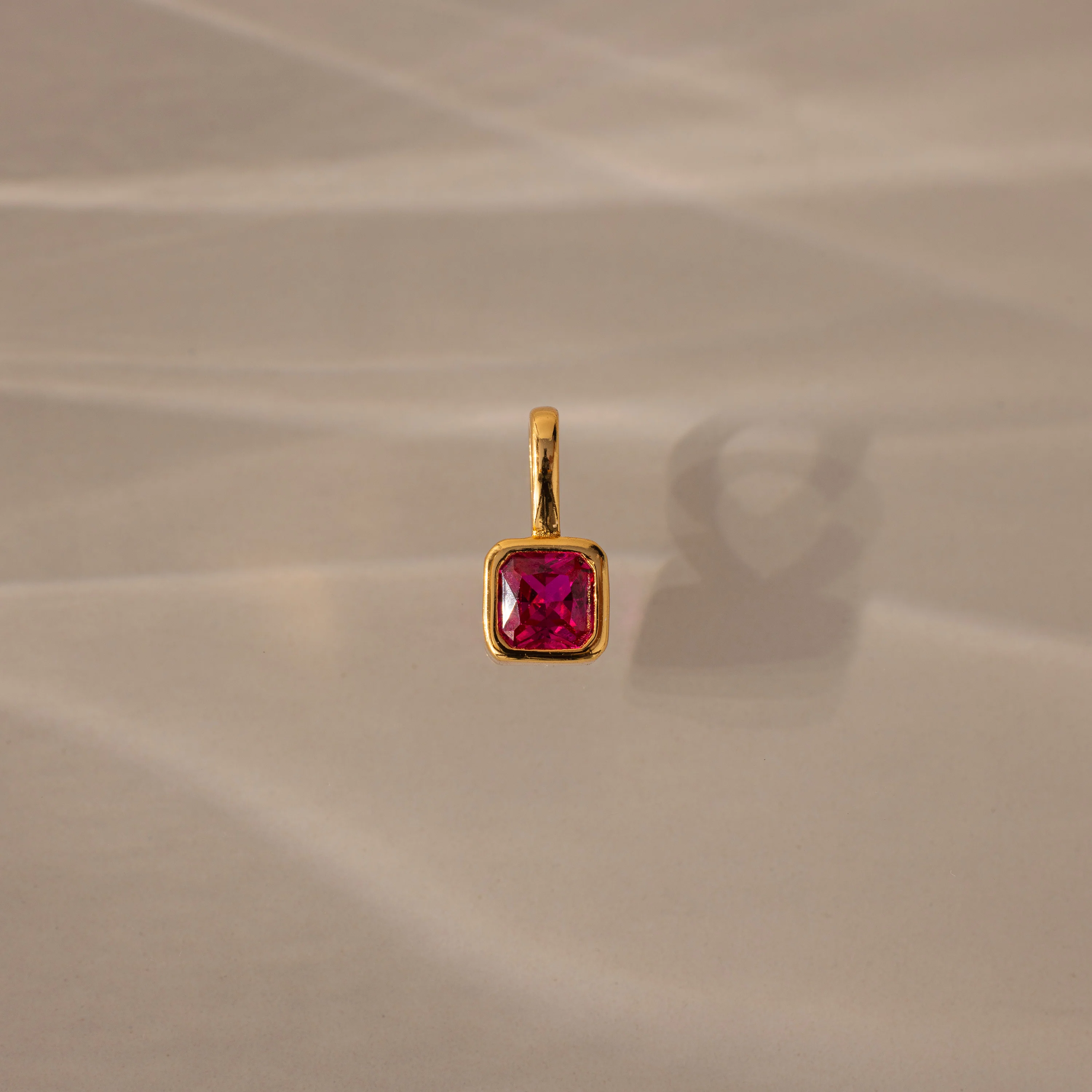 Square Bezel Ruby Charm