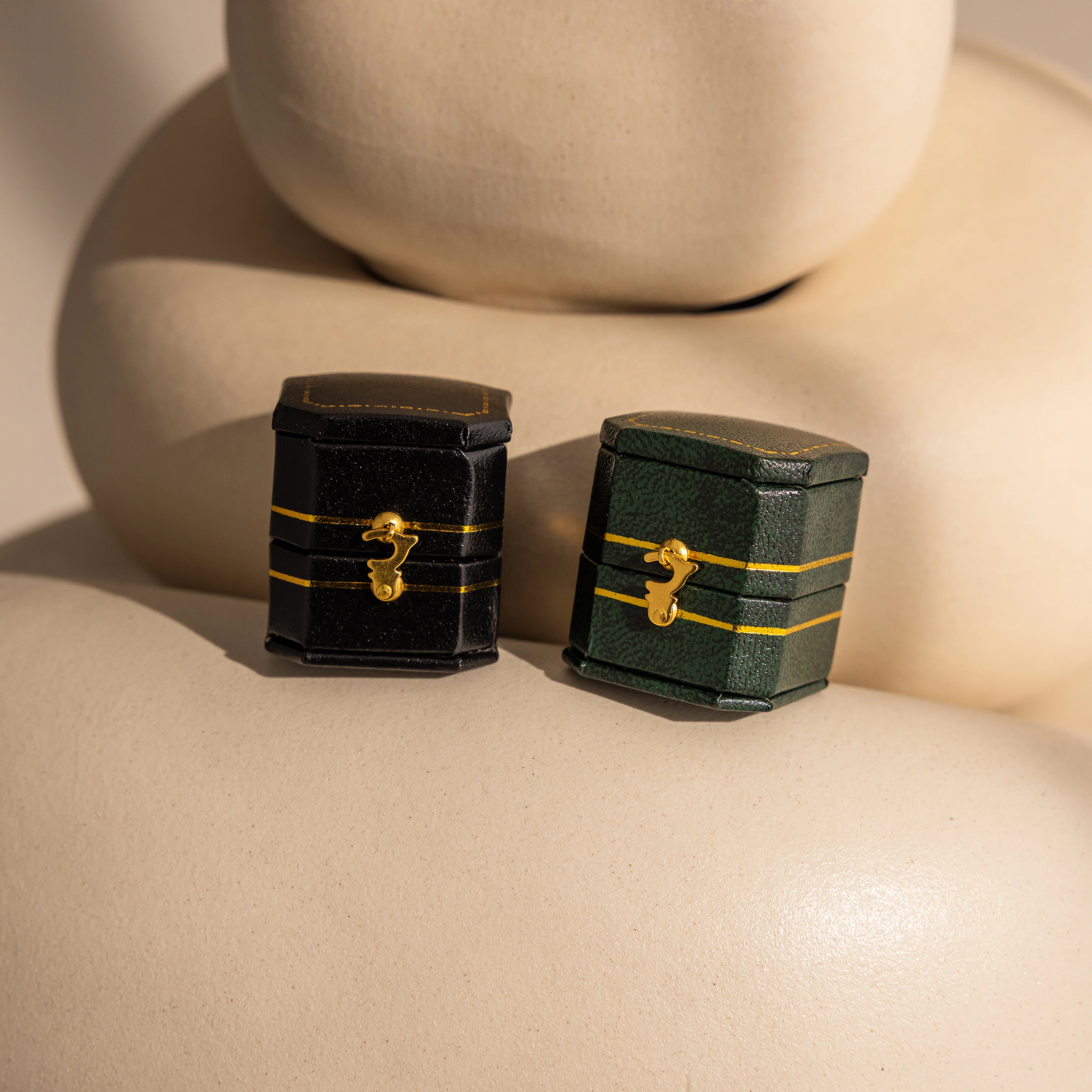 Square Leather Ring Box - Image 2