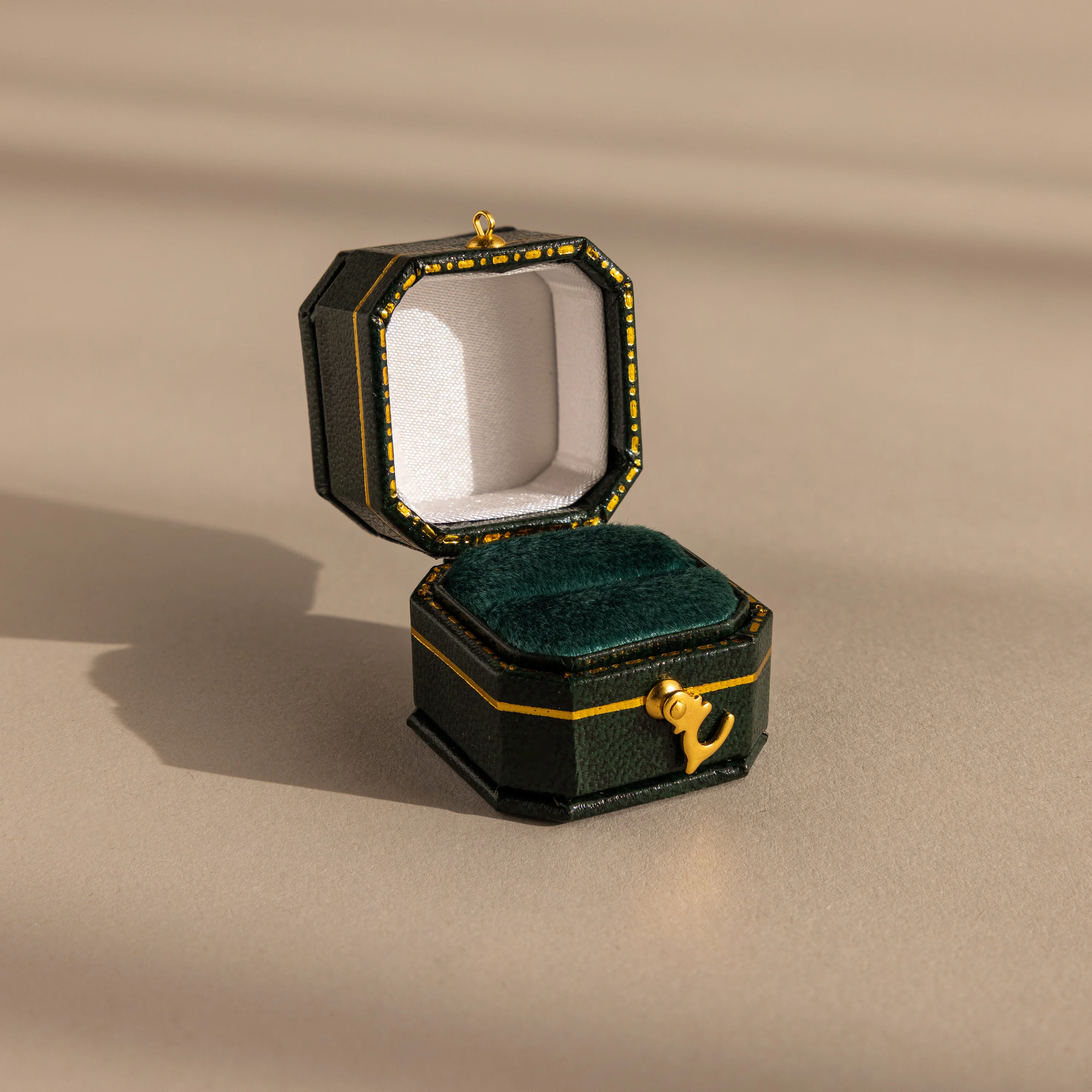 Square Leather Ring Box - Image 4