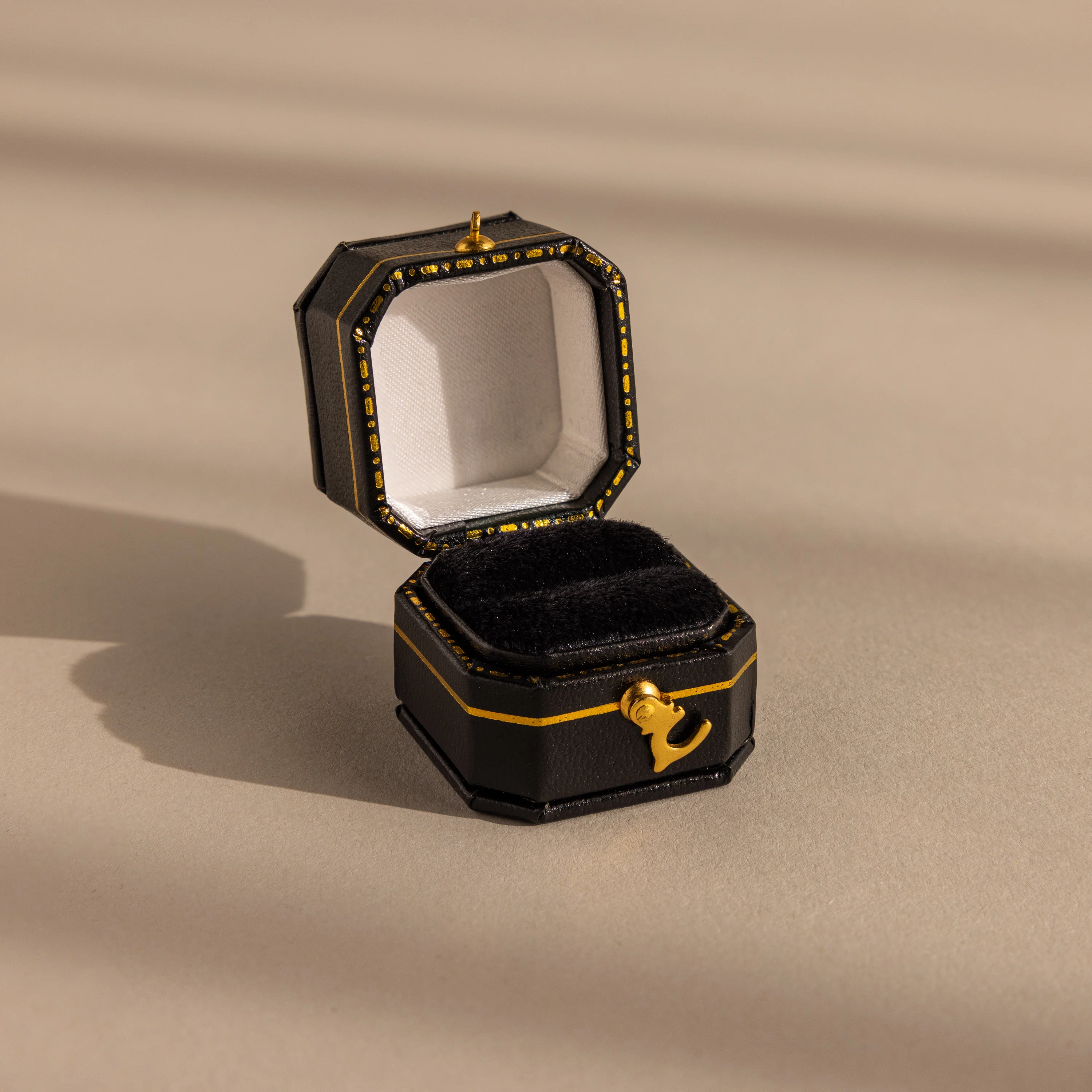 Square Leather Ring Box - Image 6
