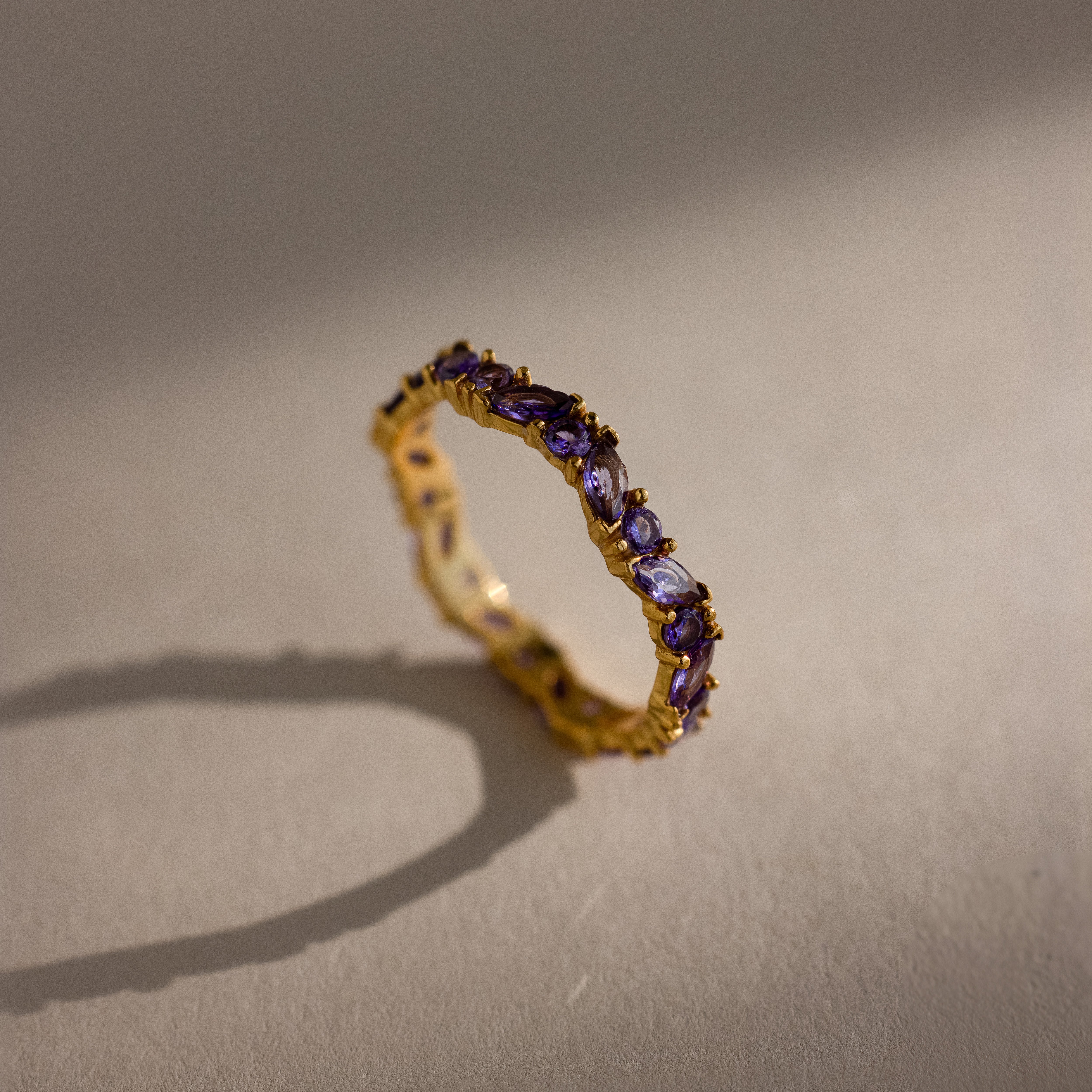 Staggered Marquise Amethyst Ring