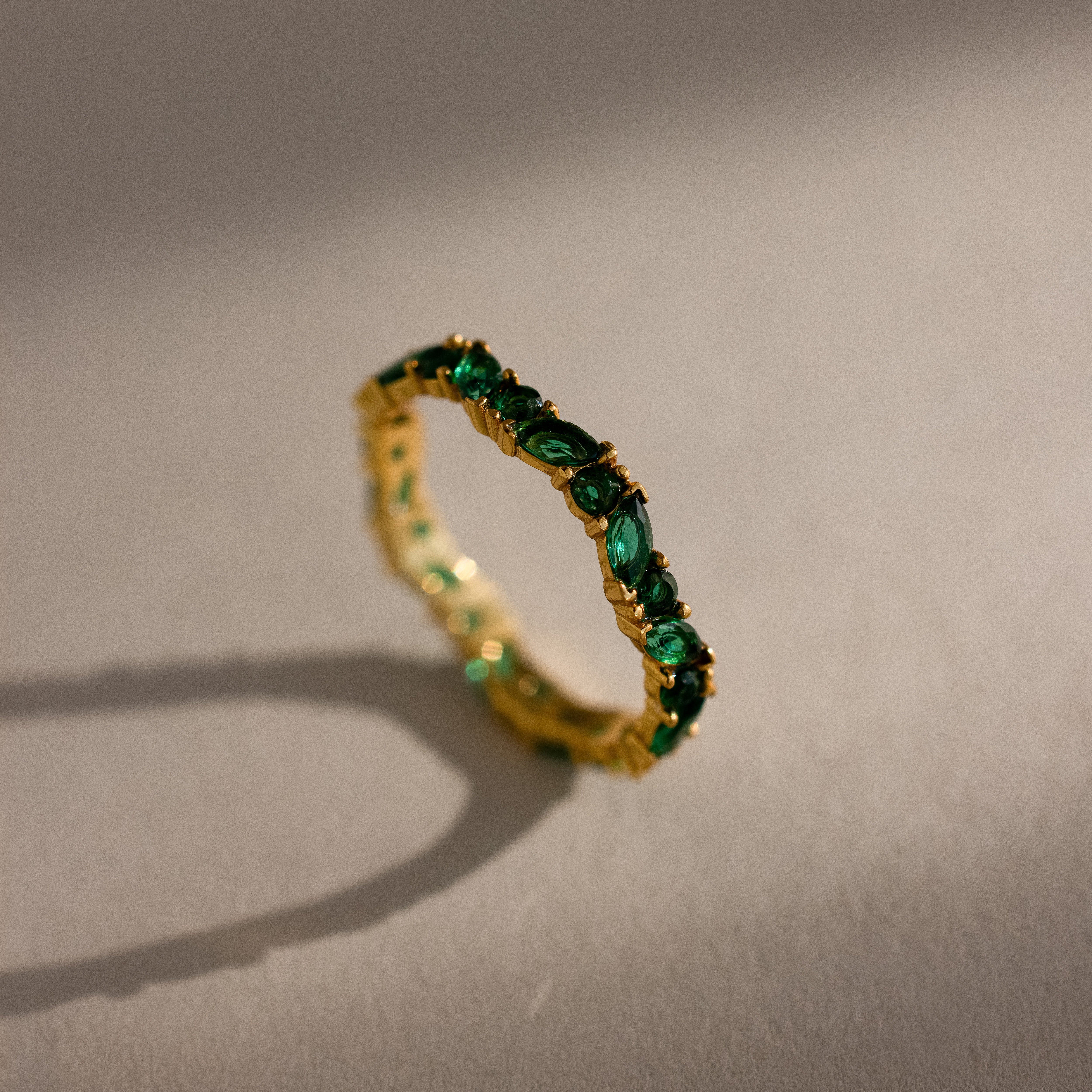Staggered Marquise Emerald Ring