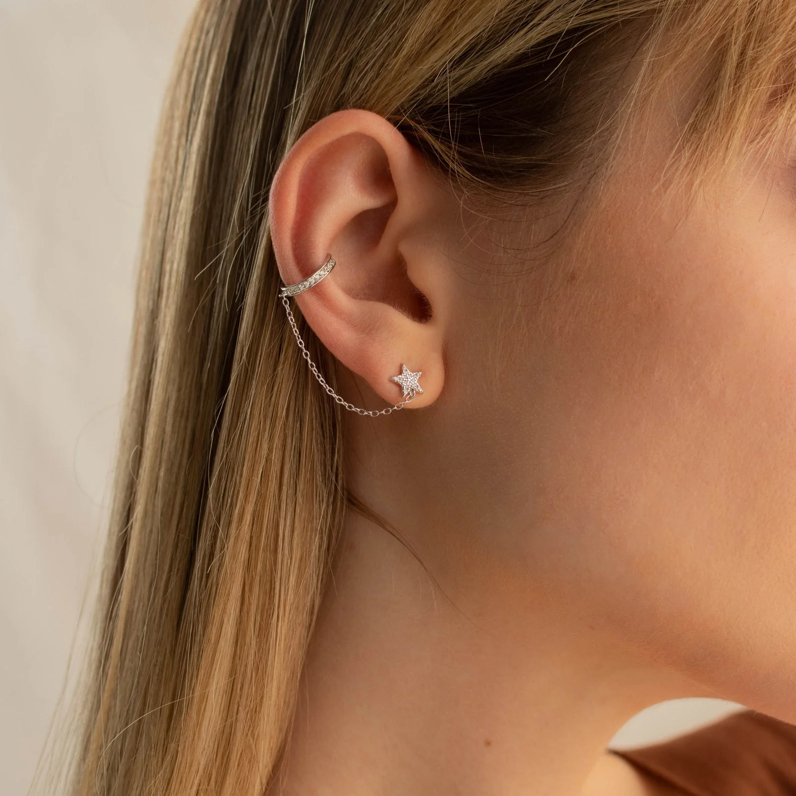Star Pave Chain Ear Cuffs - Image 3