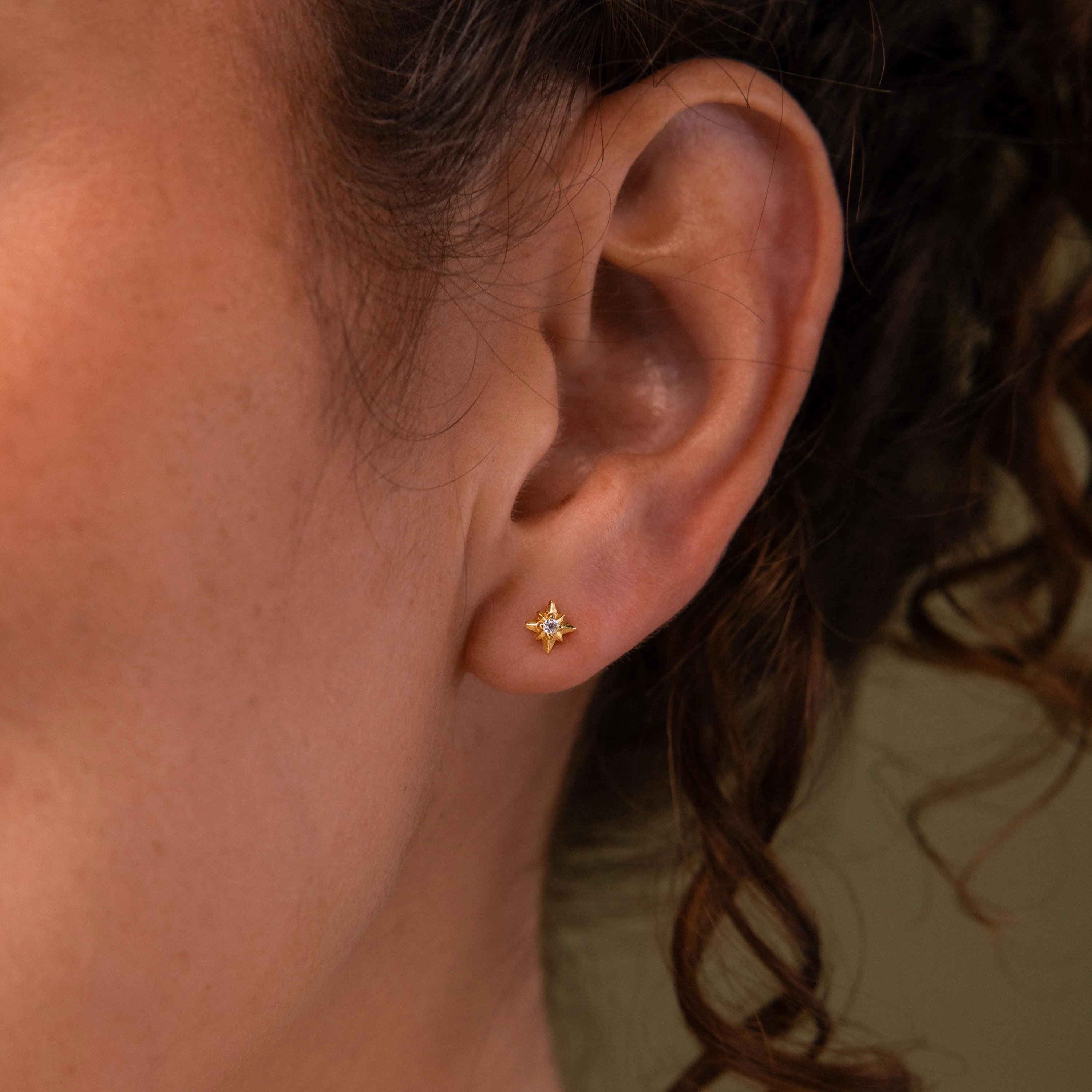 Starlight Flatback Studs in 18K Gold - Image 2