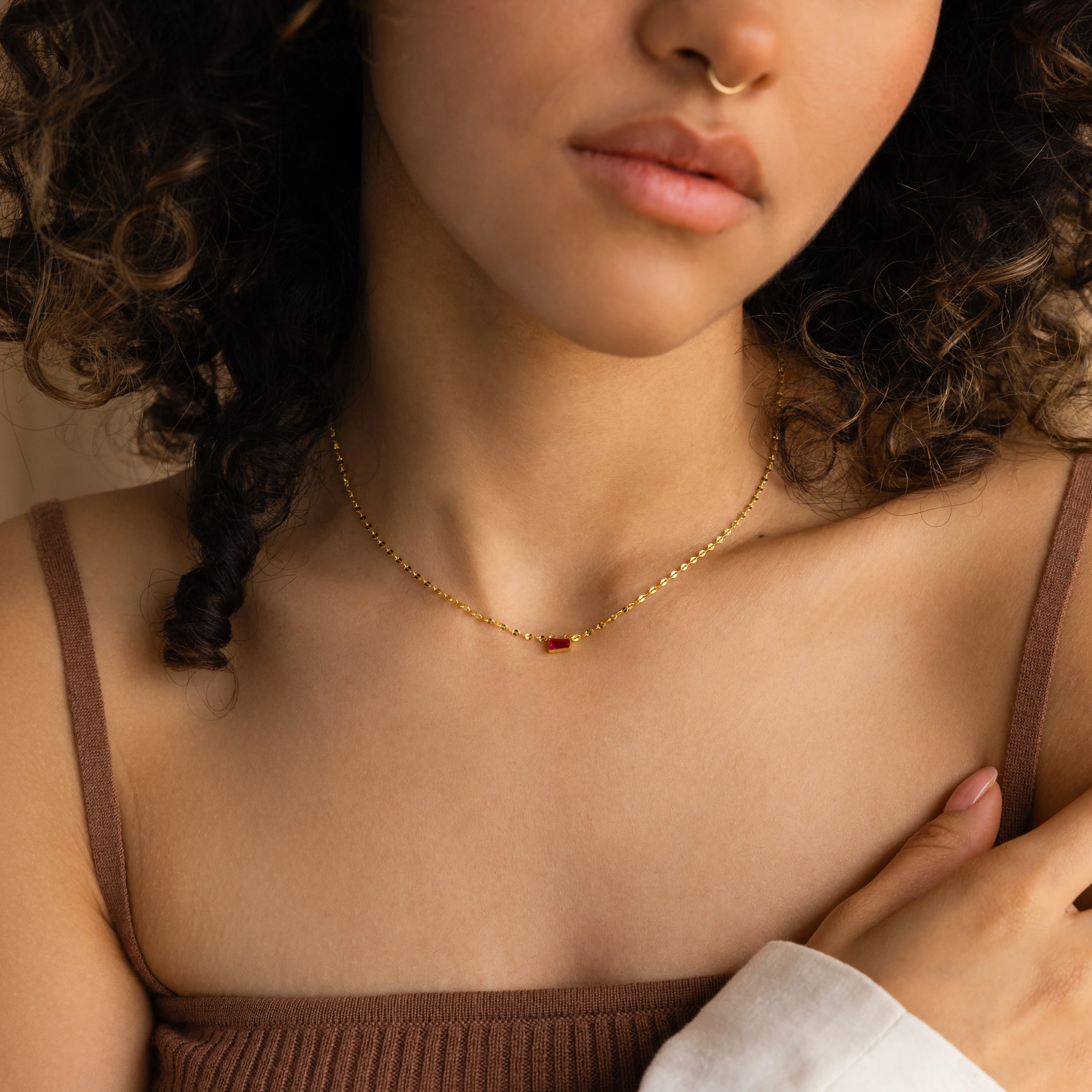 Tapered Baguette Birthstone Necklace - Image 4