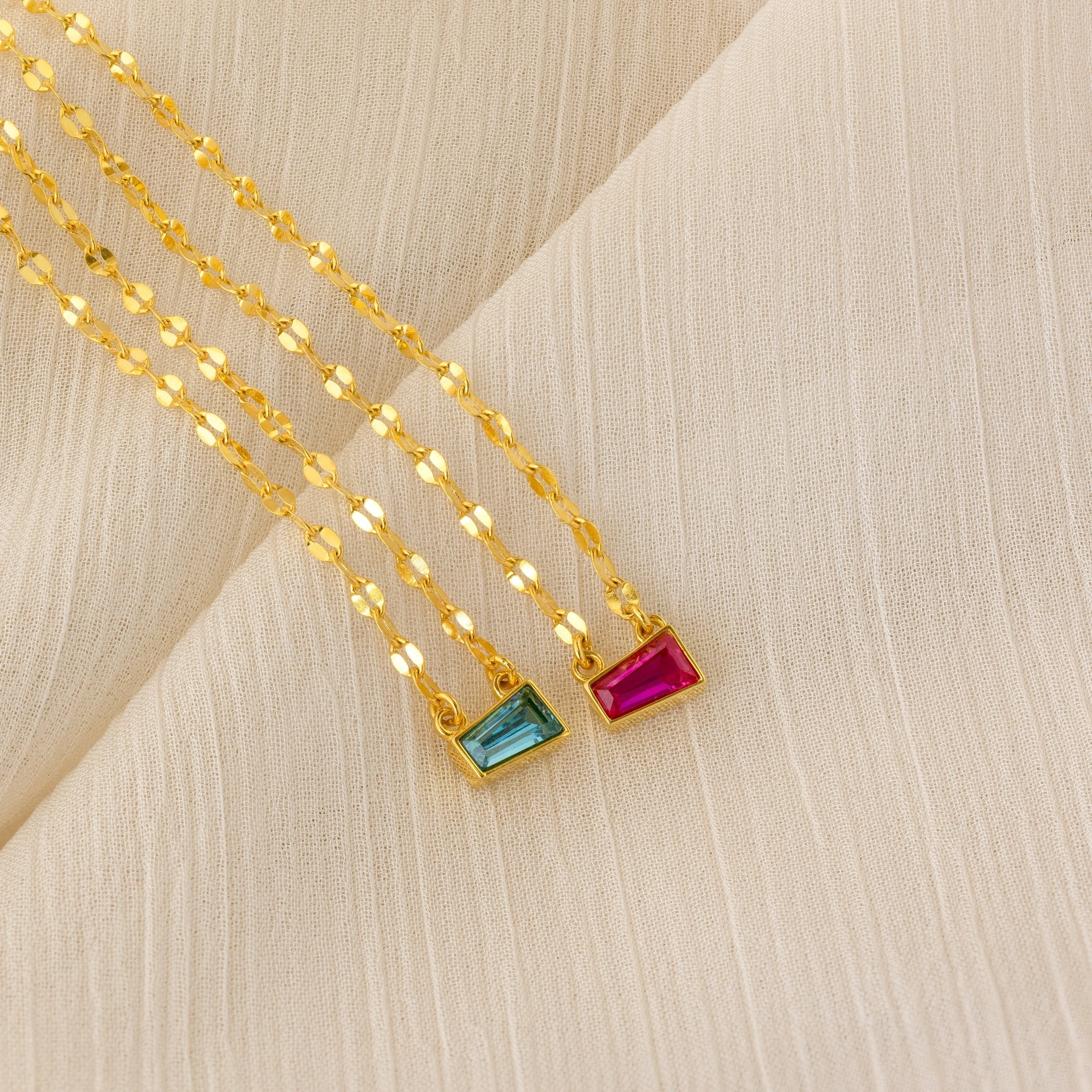 Tapered Baguette Birthstone Necklace - Image 7