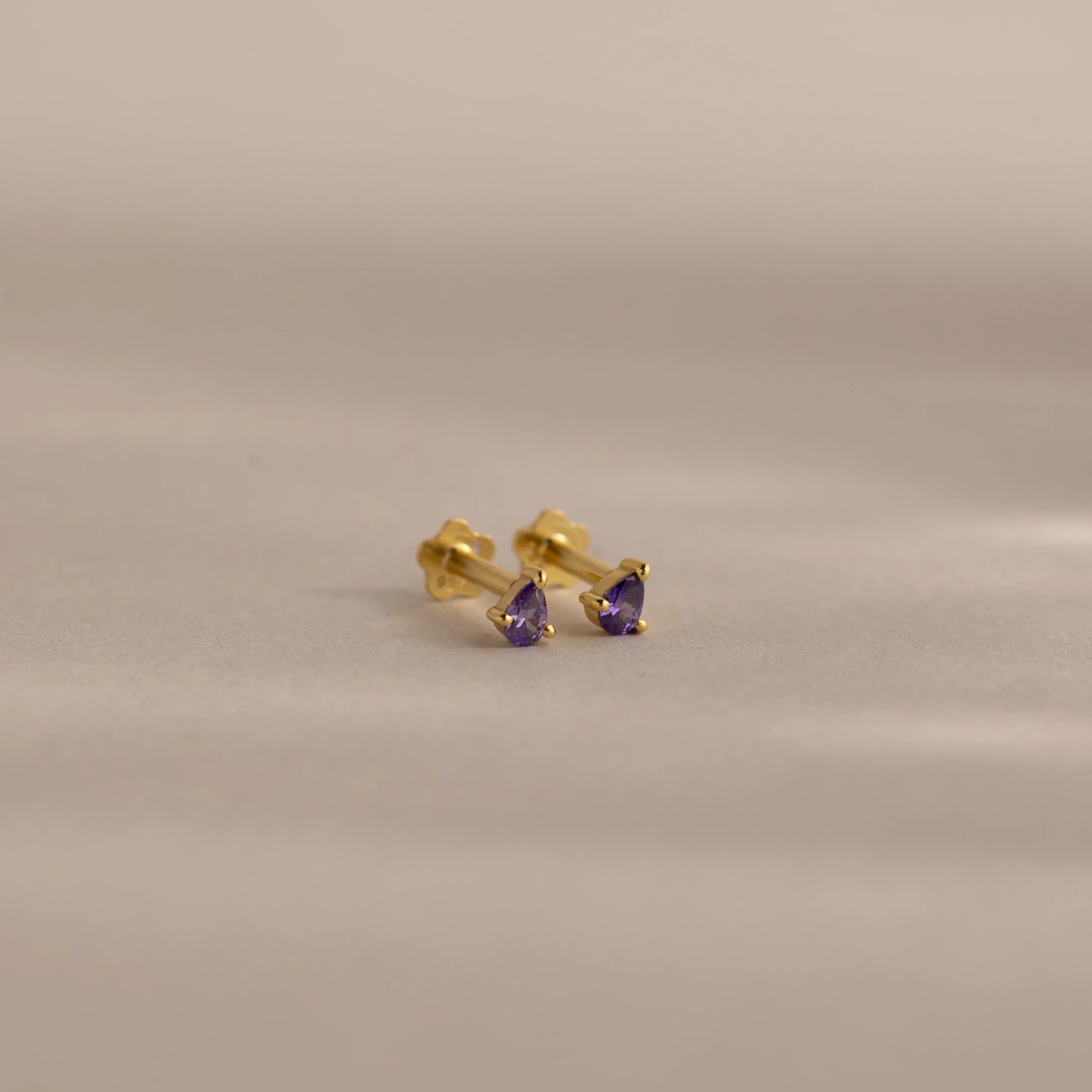 Teardrop Amethyst Flatback Studs